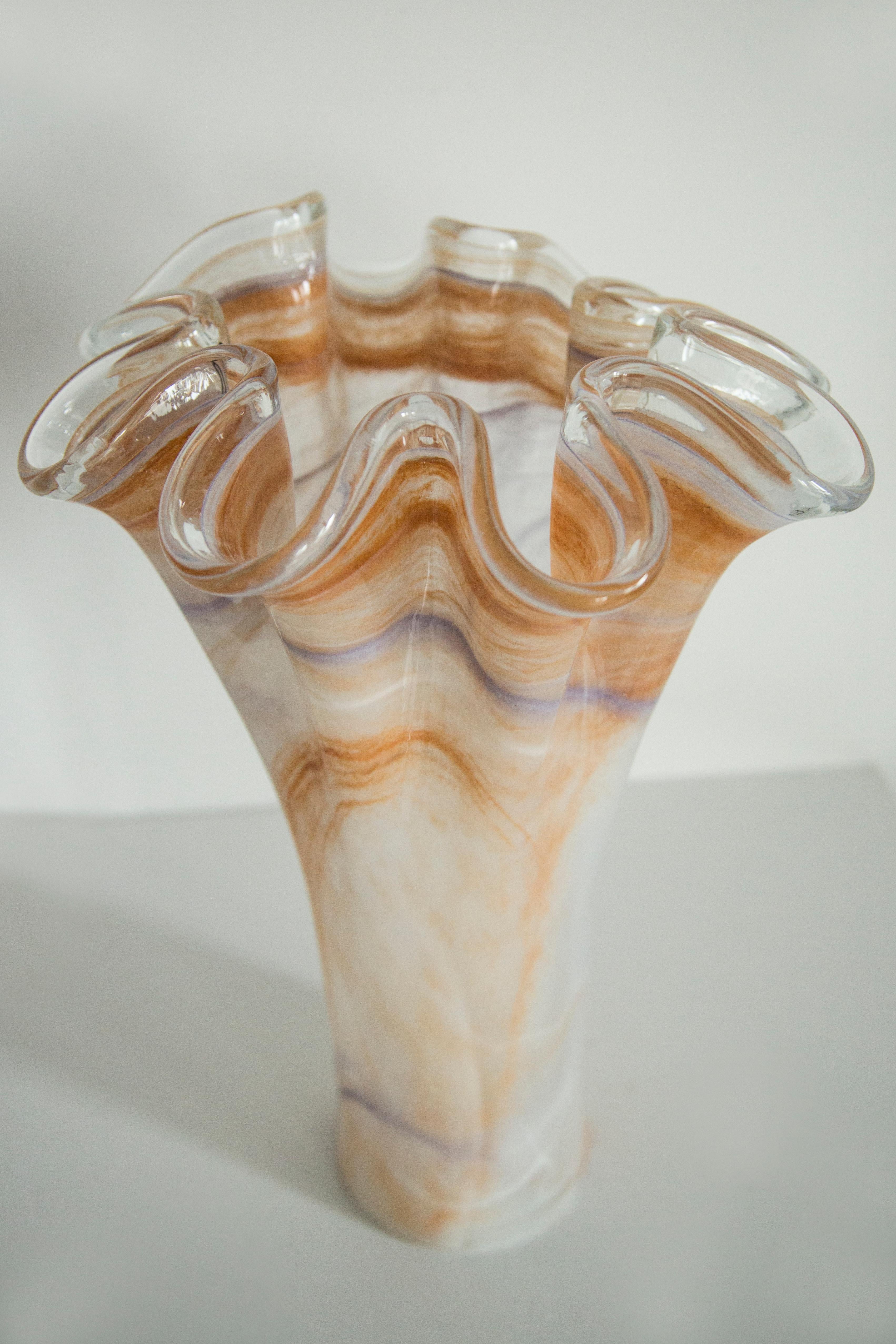 20th Century Mid Century Vintage Light Orange Big Murano Glass Vase, Italy, 2000s For Sale