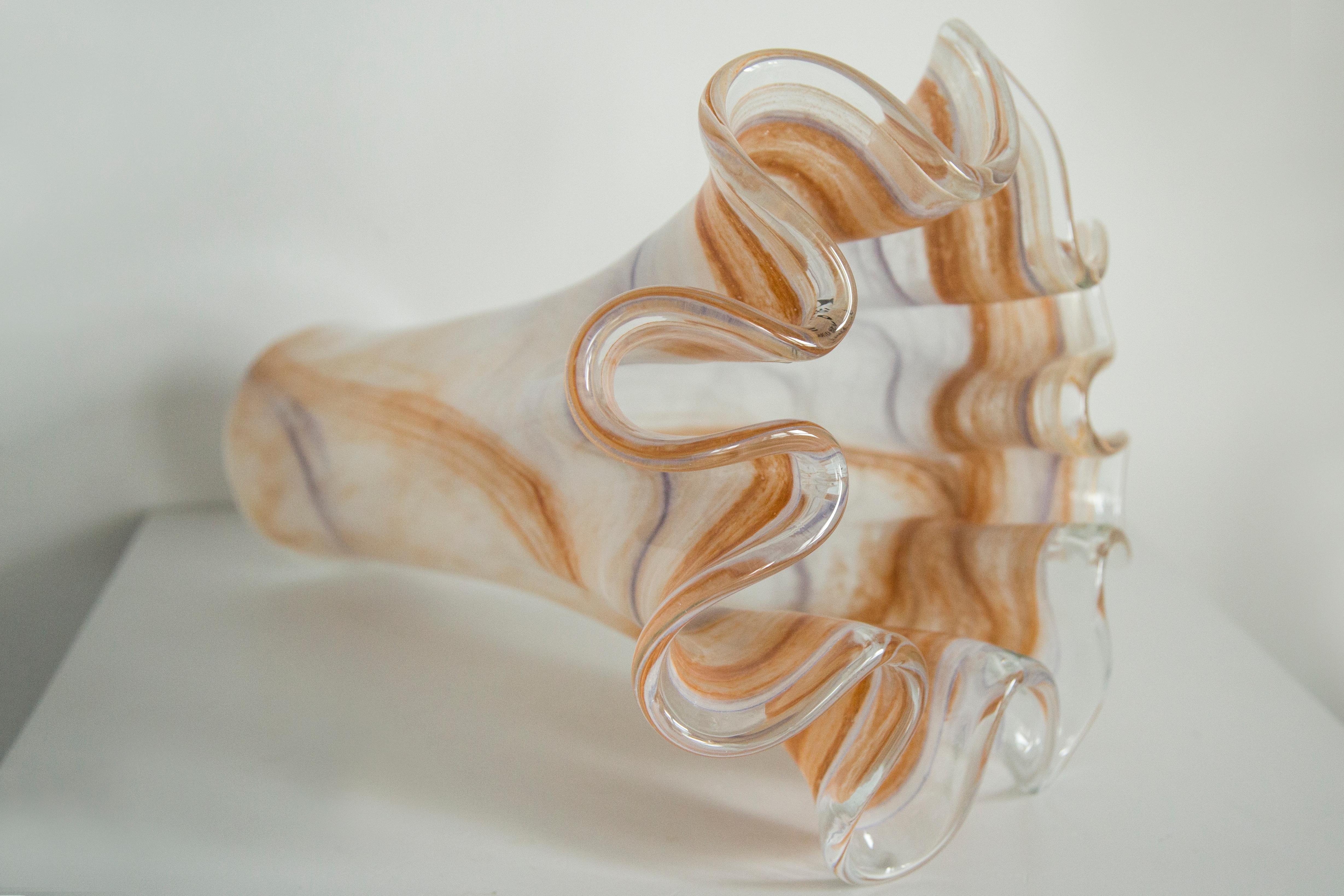 Mid Century Vintage Light Orange Big Murano Glass Vase, Italy, 2000s For Sale 2