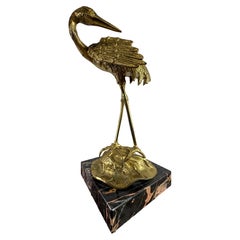 Mid-century vintage Maison Bagues solid brass Heron sculpture