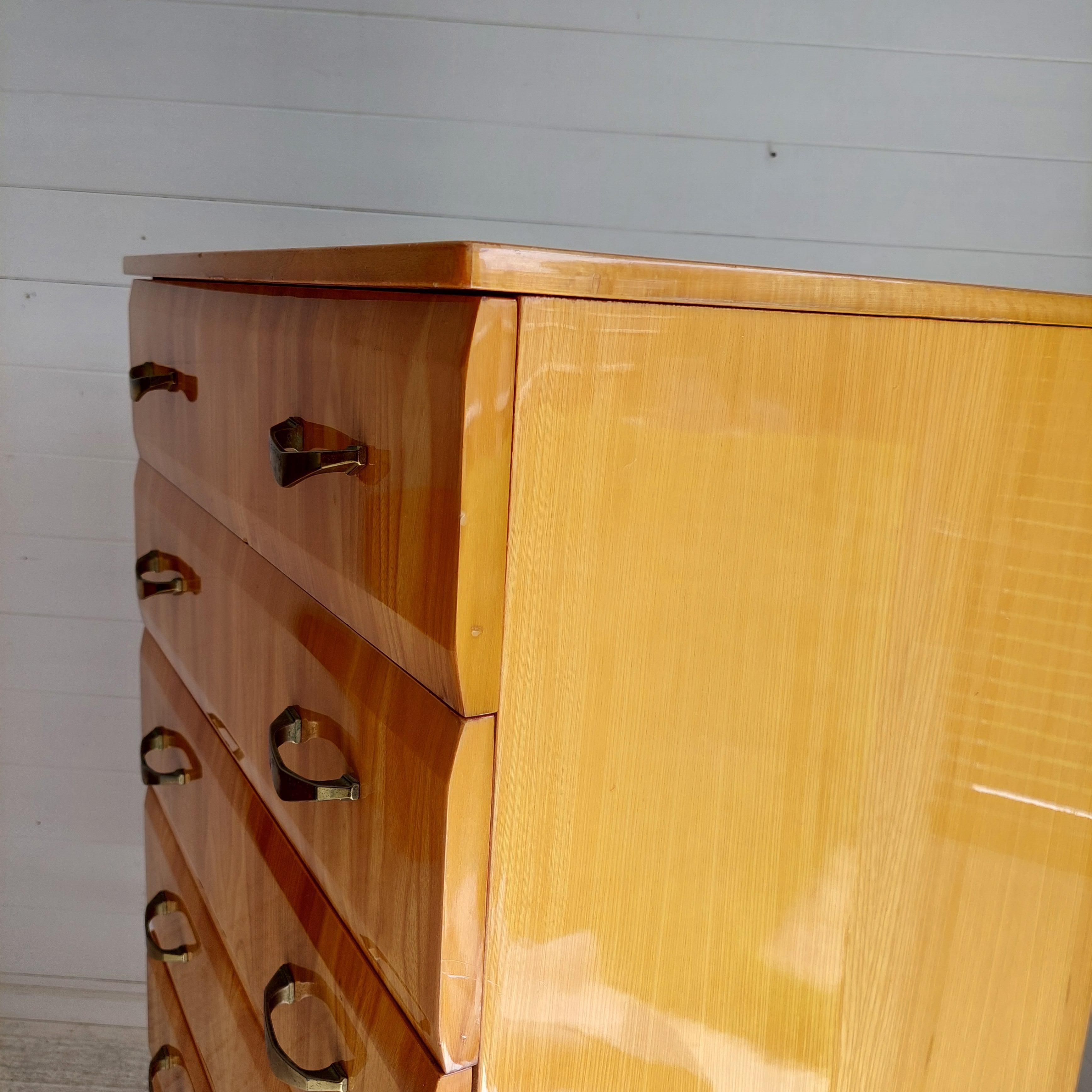 Mid Century Vintage Maple Lacquered Tallboy Chest of Drawers by Meredew, 1960s 5