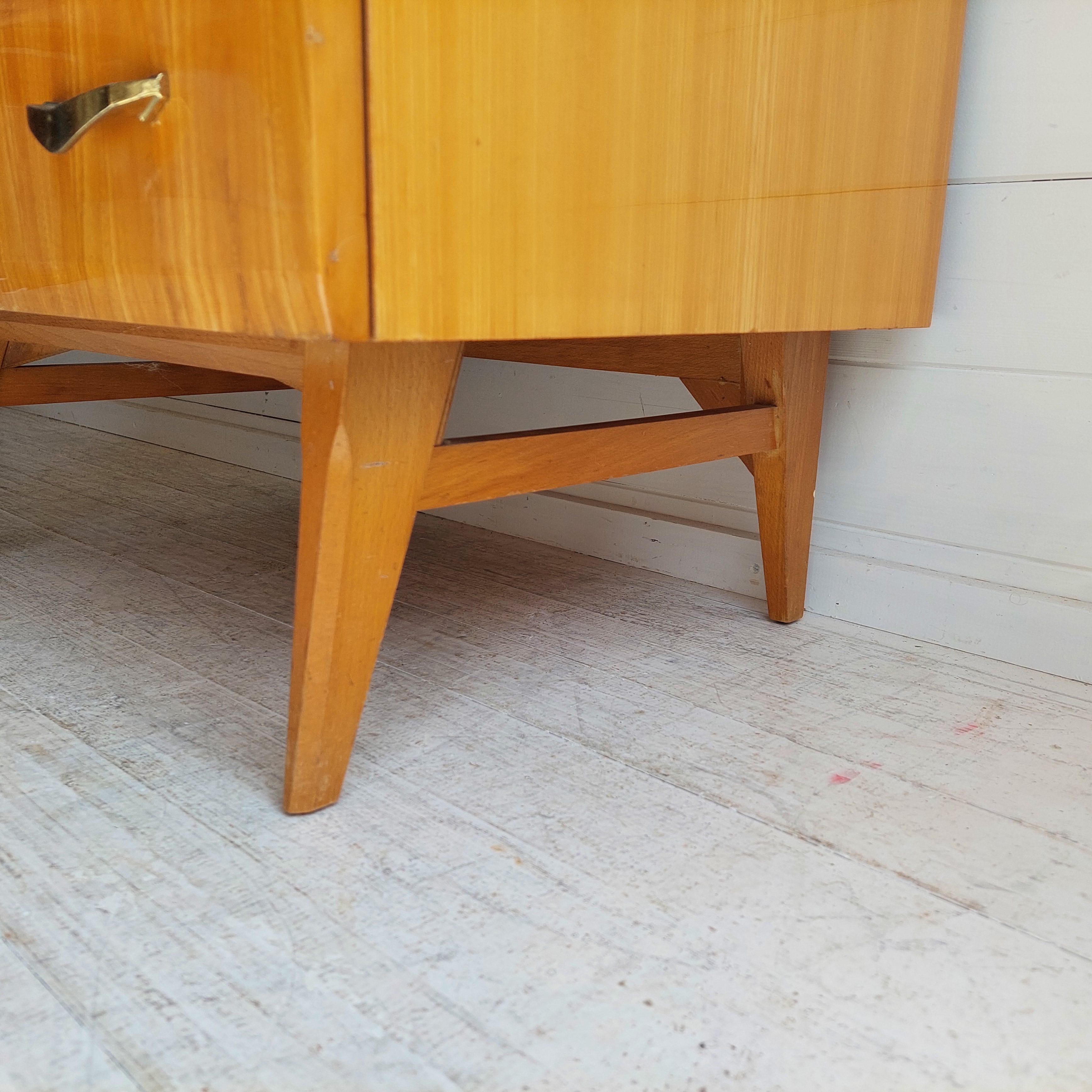 Mid Century Vintage Maple Lacquered Tallboy Chest of Drawers by Meredew, 1960s 8