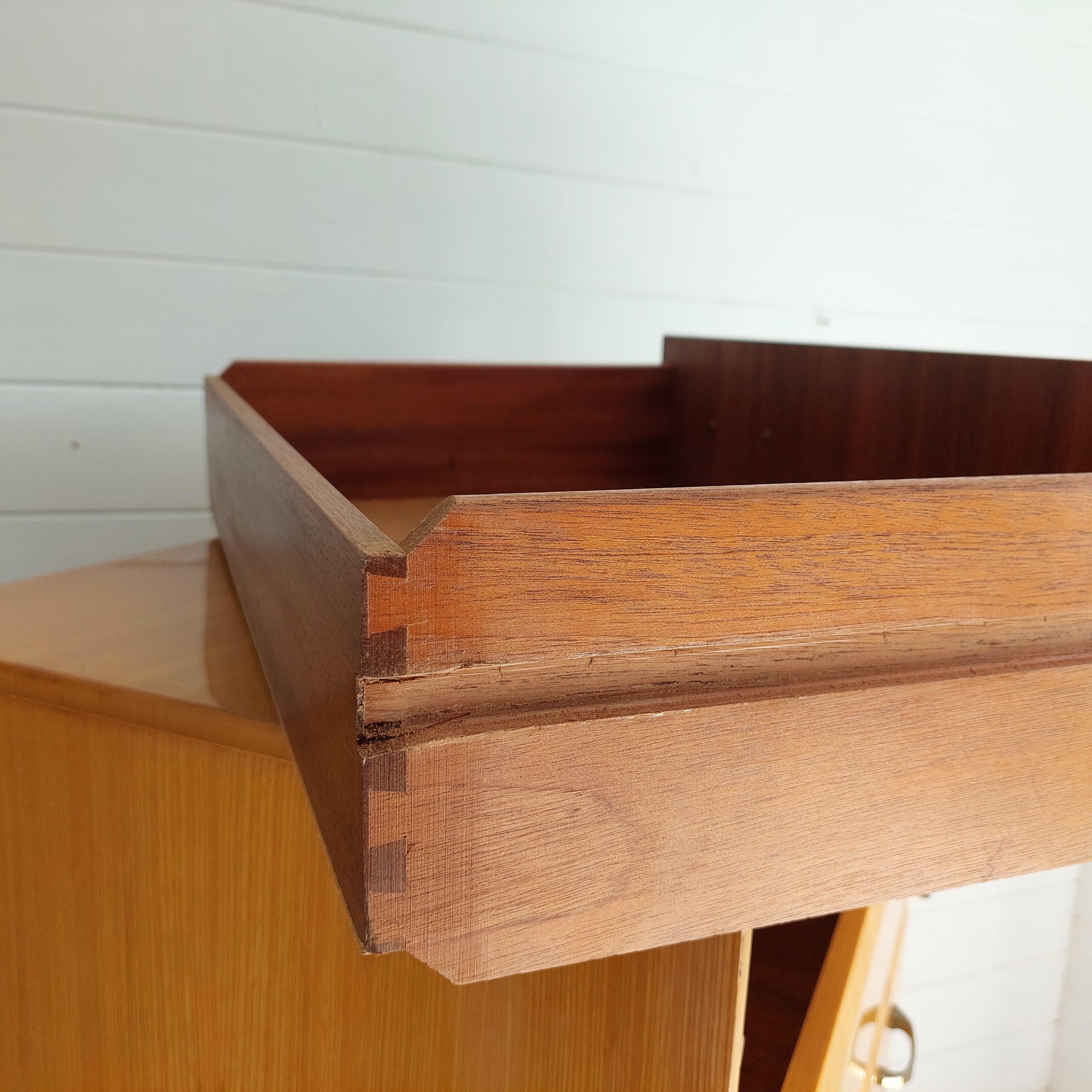 Mid Century Vintage Maple Lacquered Tallboy Chest of Drawers by Meredew, 1960s 1