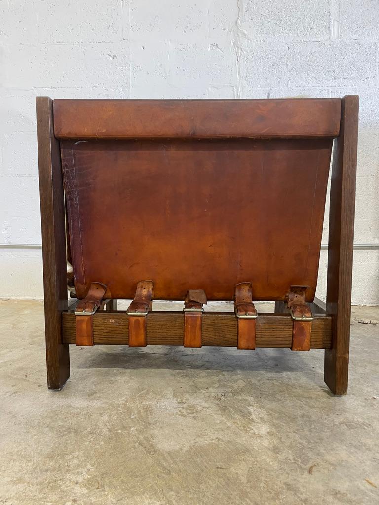 Silla Safari de Piel Moderna Vintage de Mitad de Siglo Moderno de mediados de siglo en venta