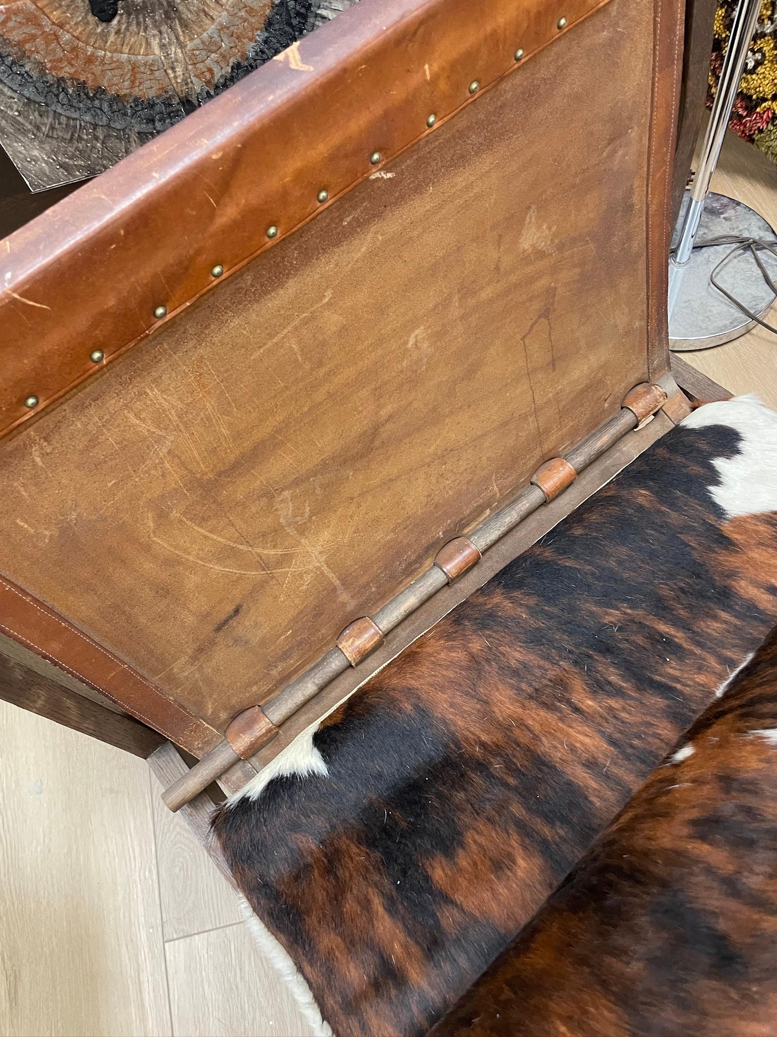 Silla Safari de Piel Moderna Vintage de Mitad de Siglo en venta 2
