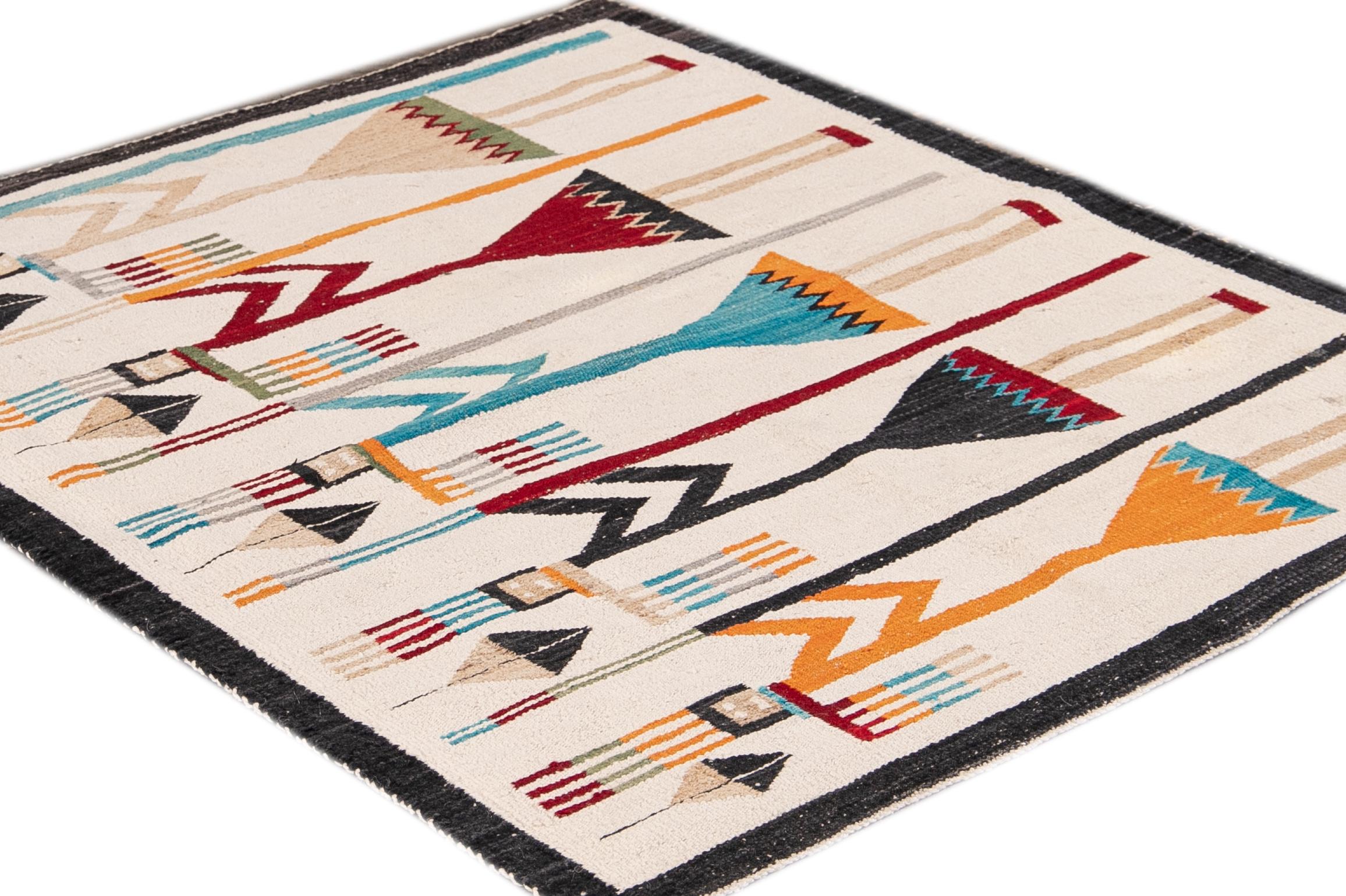 Mid-Century Vintage Native American Yei Pictorial Blanket 1