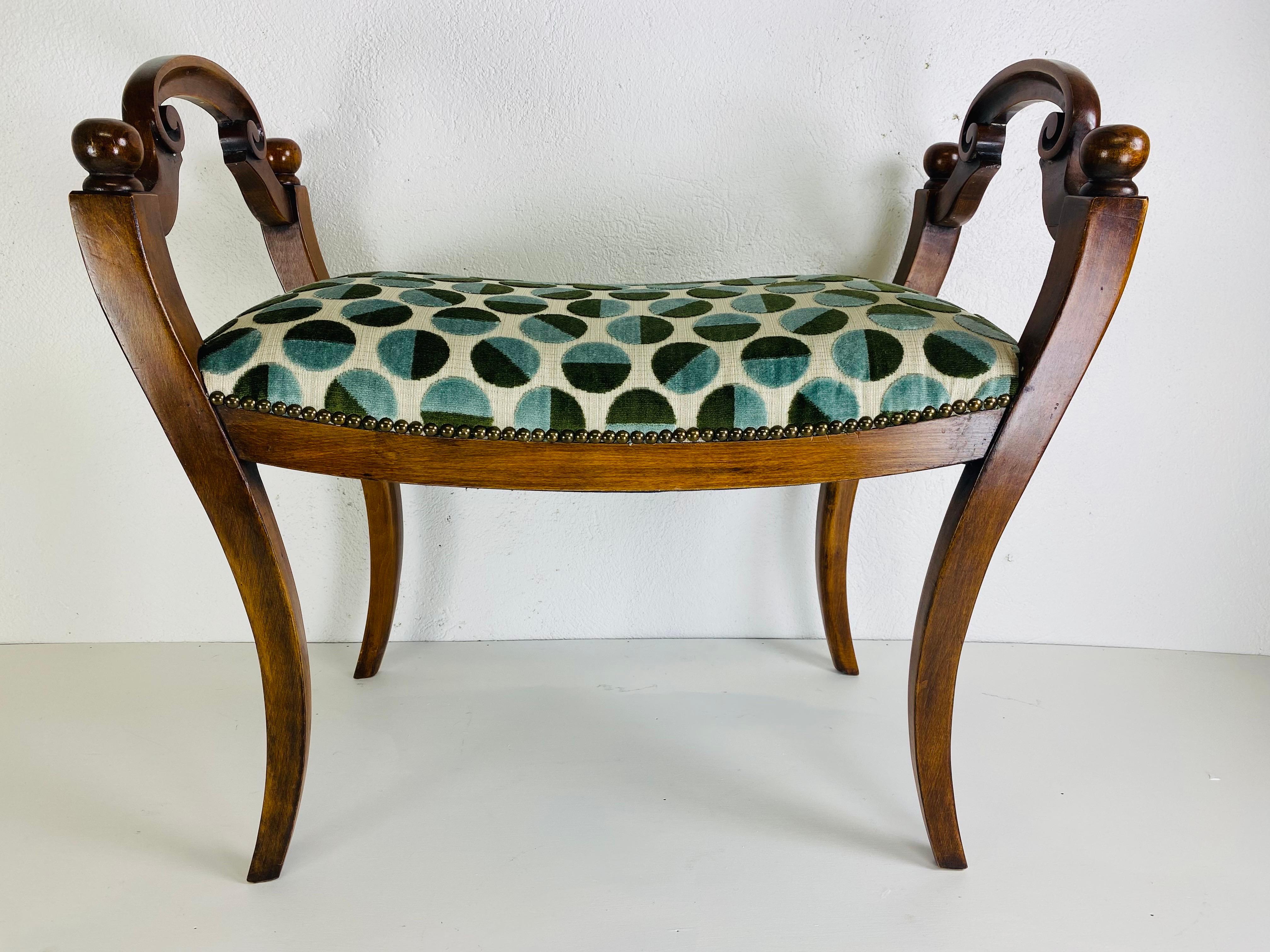 Mid century vintage newly upholstered Italian bench 3