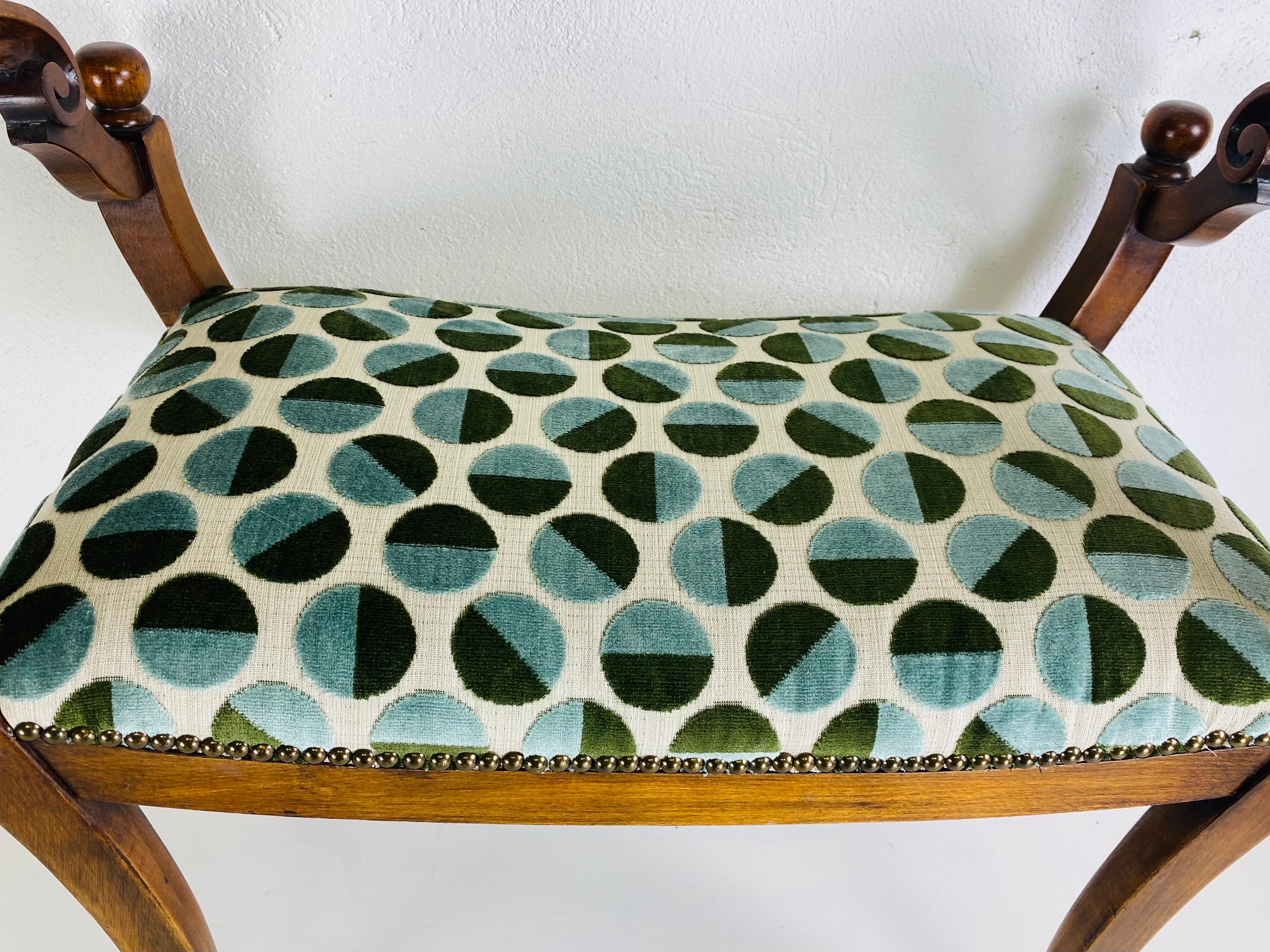 Rococo Mid century vintage newly upholstered Italian bench