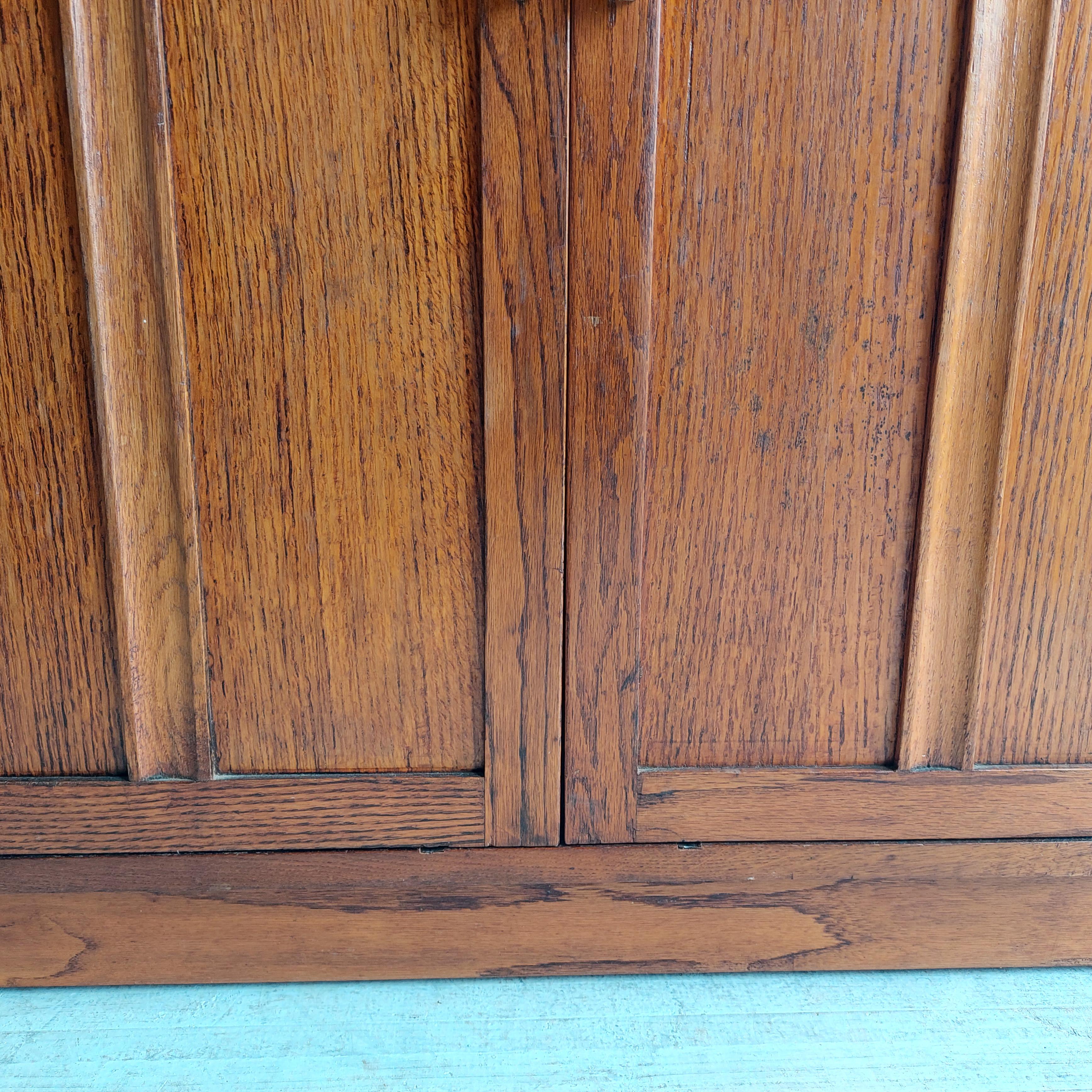 Mid Century Vintage Oak Tallboy Storage Cupboard drawers Utility, 1940s 9