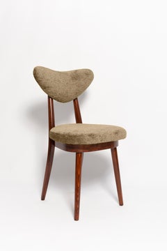 Mid Century Vintage Olive Green Heart Velvet Chair, Europe, 1960s