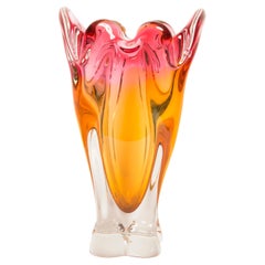 Mid-Century Vintage Orange and Pink Big Vase, Italy, 1960s