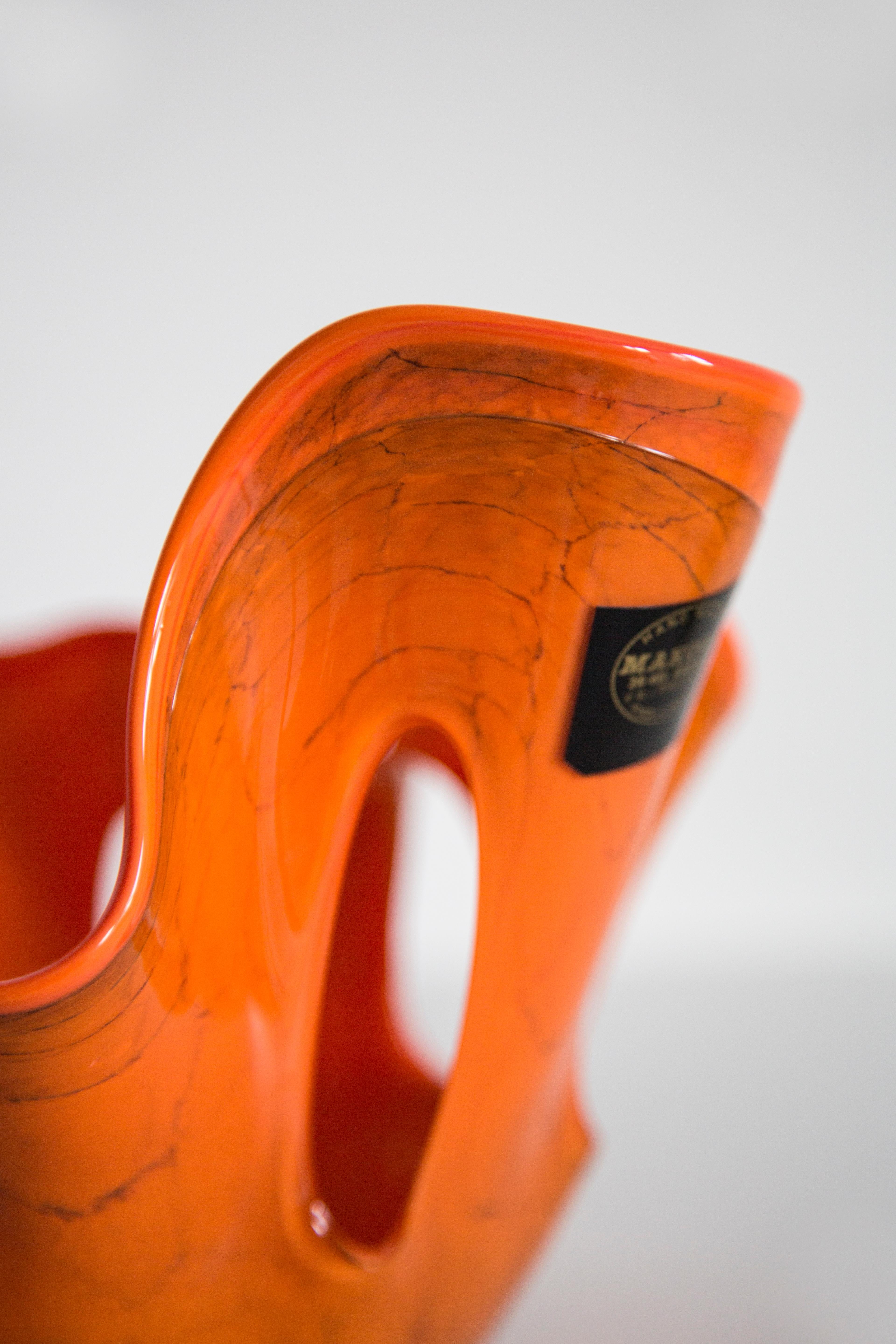 Vaso di vetro artistico arancione vintage di metà secolo, Europa, anni '70 in vendita 5