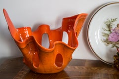 Mid Century Vintage Orange Artistic Glass Vase, Europe, 1970s