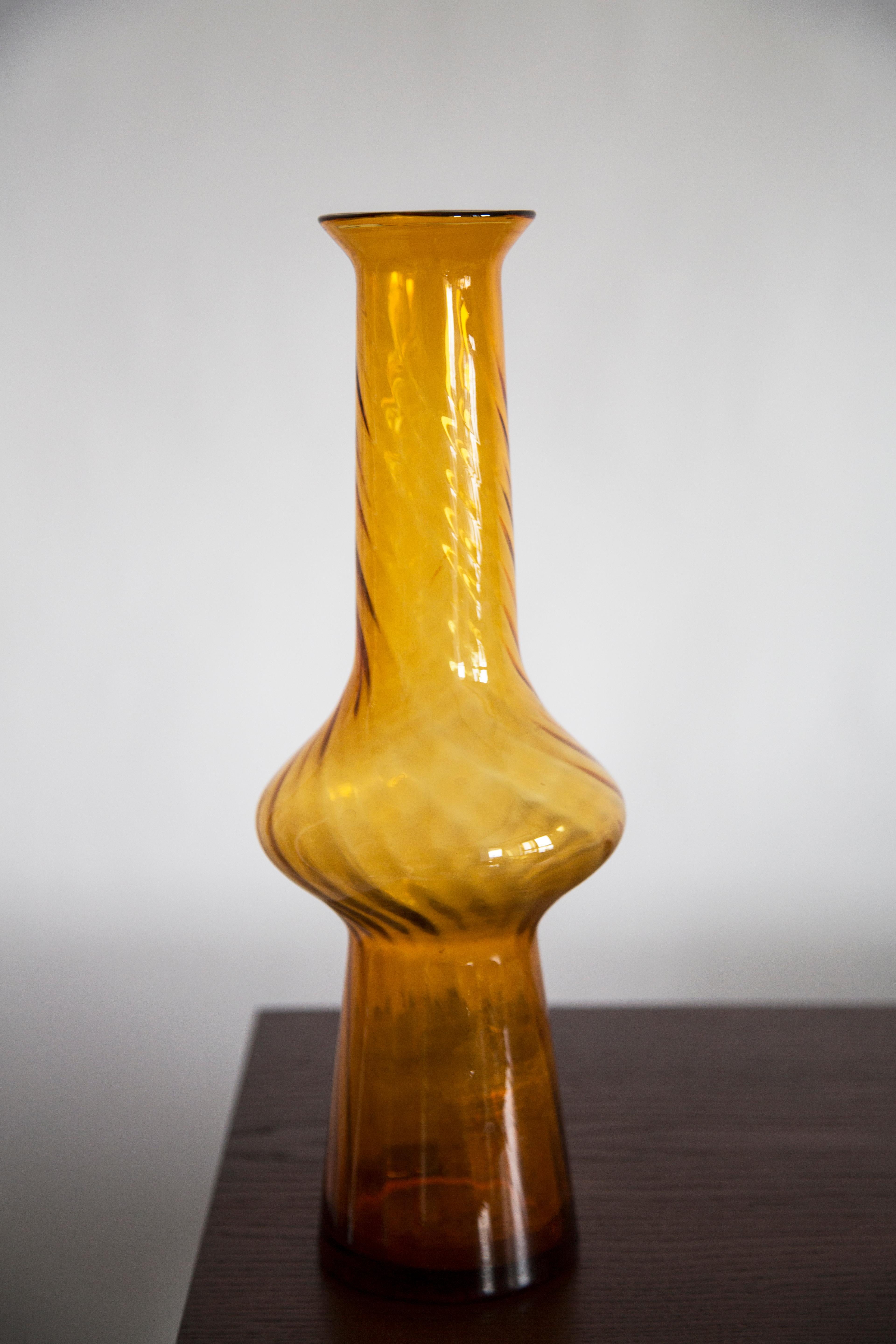 Mid Century Vintage Orange Artistic Glass Vase, Europe, 1970s For Sale 2