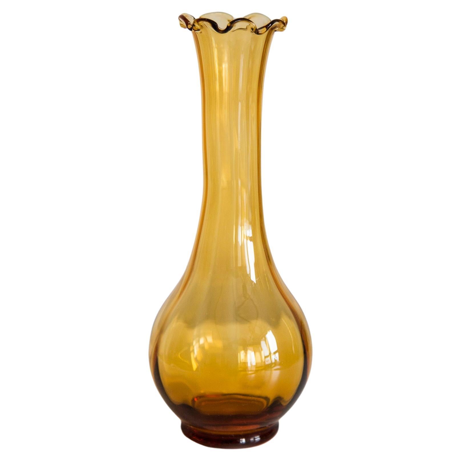 Mid Century Vintage Orange Artistic Glass Vase, Europe, 1970s For Sale