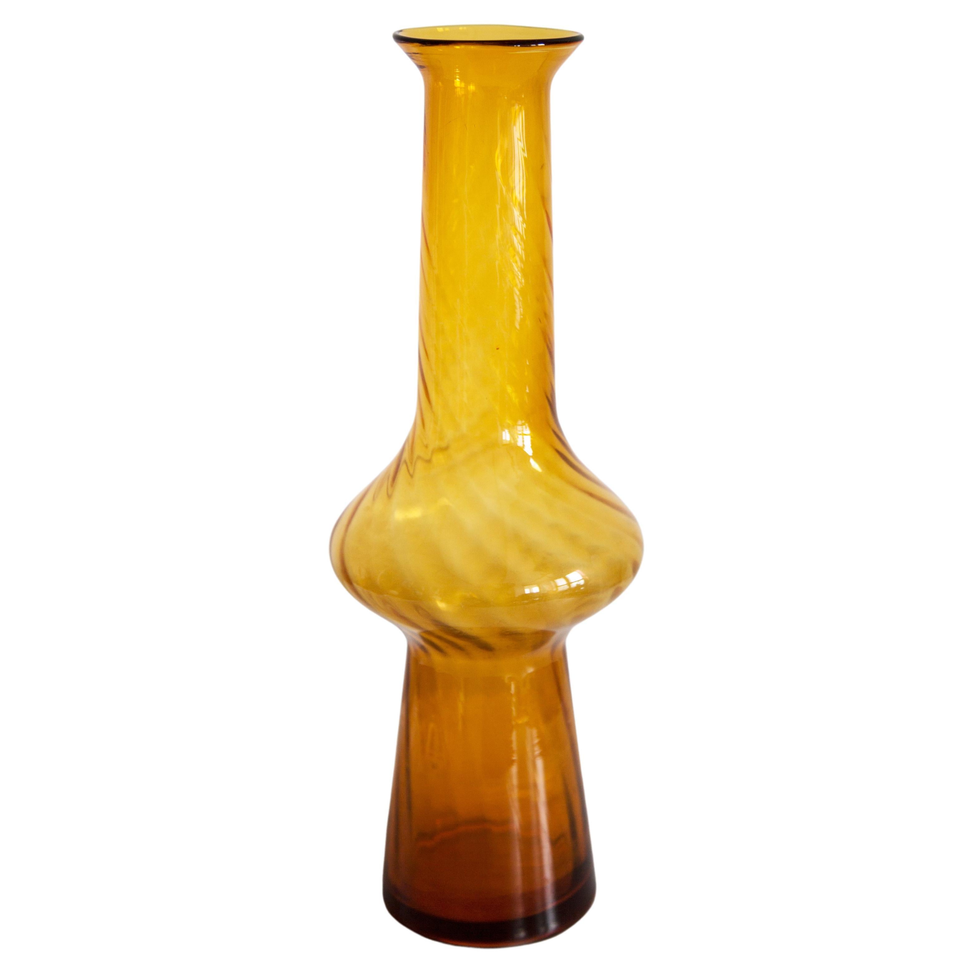 Mid Century Vintage Orange Artistic Glass Vase, Europe, 1970s For Sale