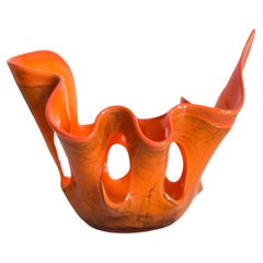 Mid Century Vintage Orange Artistic Glass Vase, Europe, 1970s