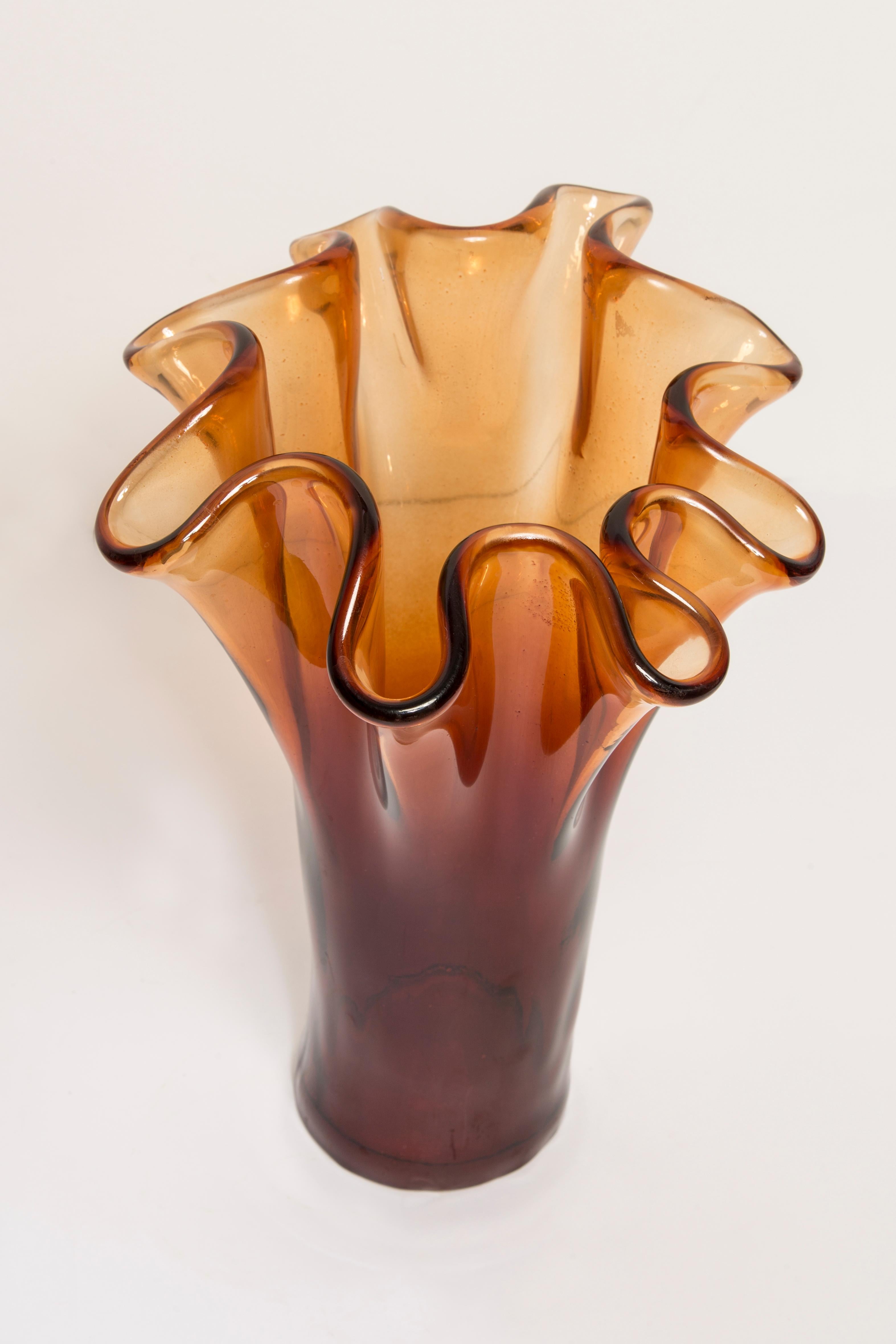 Mid-Century Vintage Orange Big Murano Glass Vase, Italy, 2000s 4