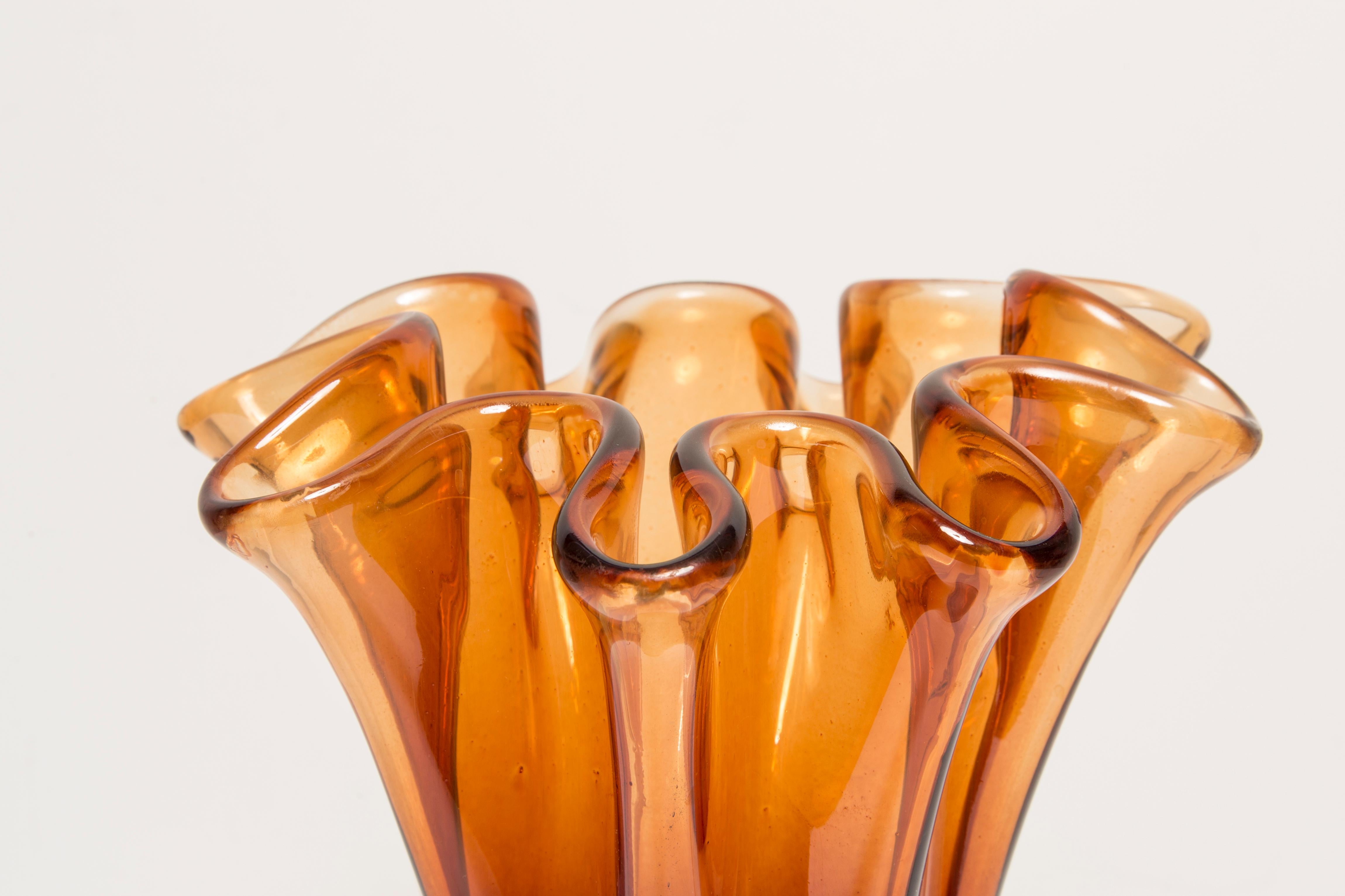 Mid-Century Vintage Orange Big Murano Glass Vase, Italy, 2000s 5