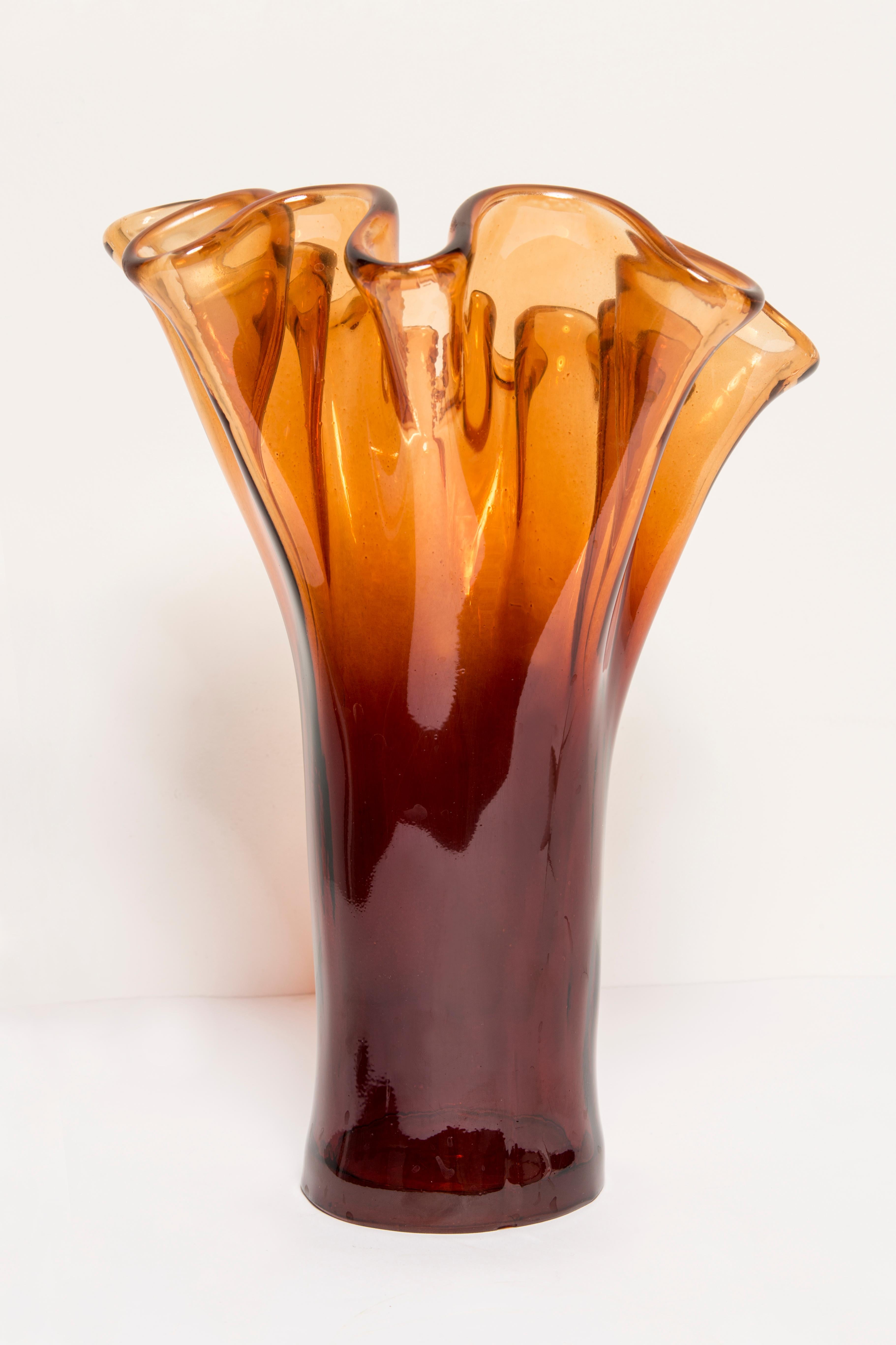 Mid-Century Vintage Orange Big Murano Glass Vase, Italy, 2000s 7