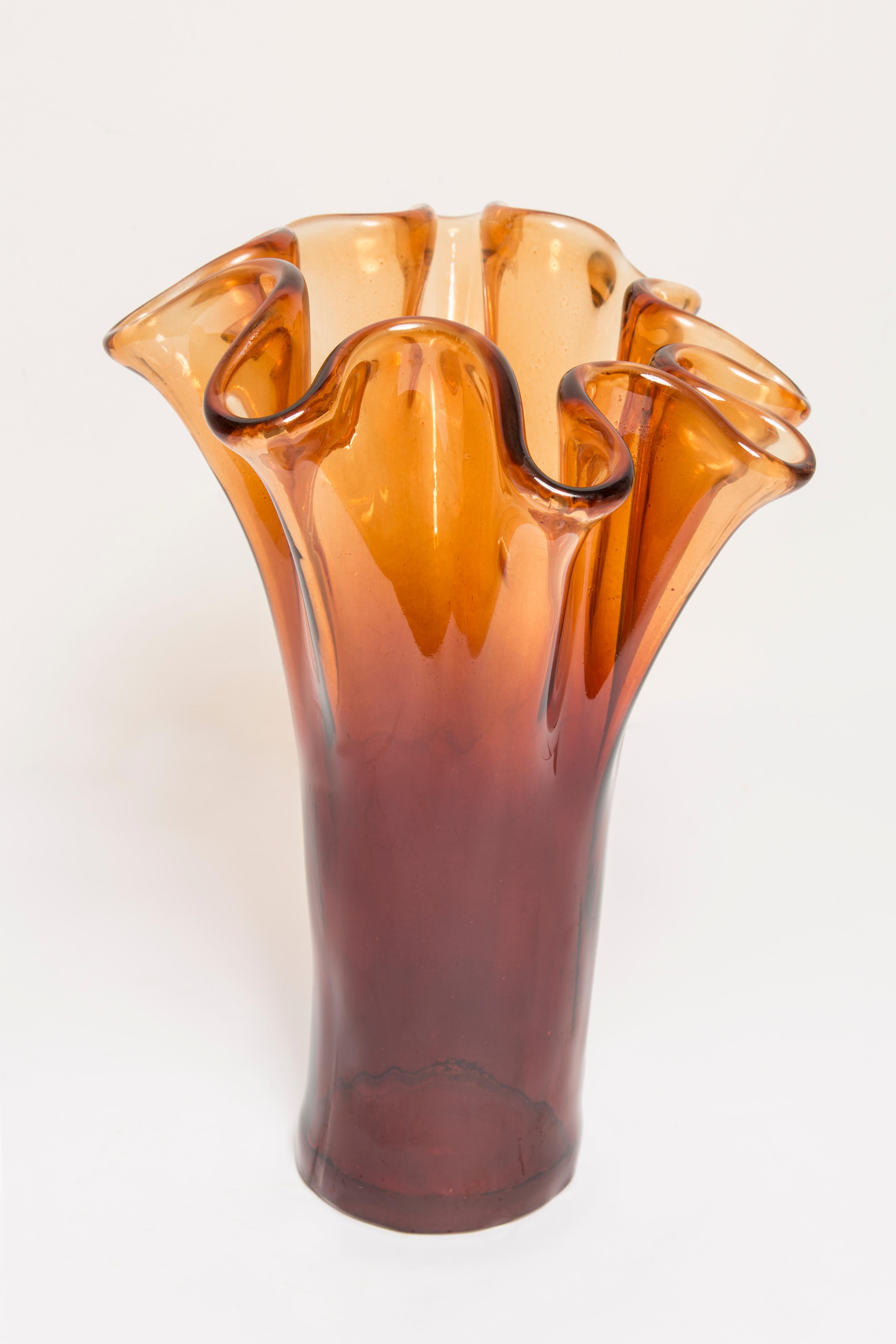 Mid-Century Modern Mid-Century Vintage Orange Big Murano Glass Vase, Italy, 2000s