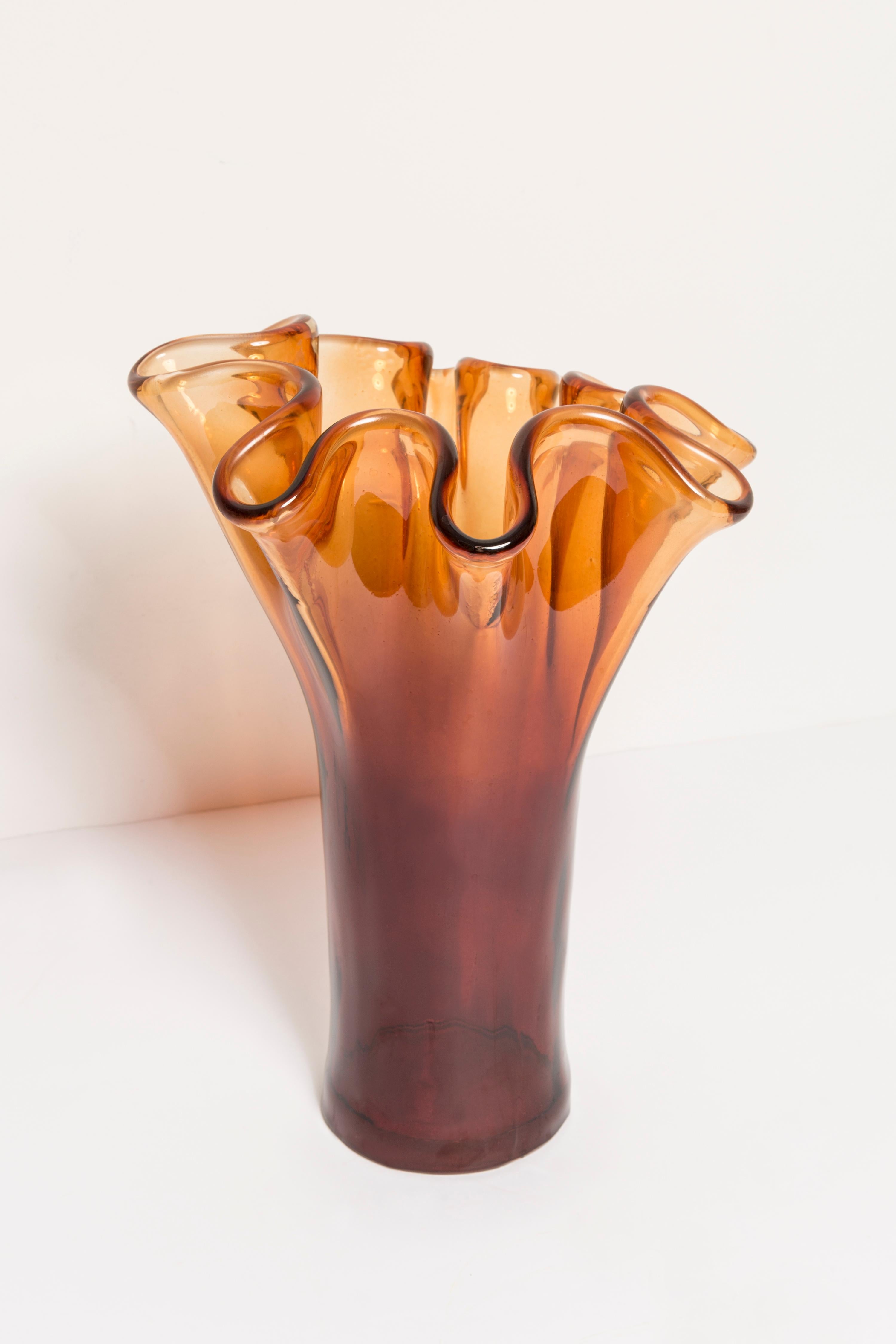 Mid-Century Vintage Orange Big Murano Glass Vase, Italy, 2000s 2