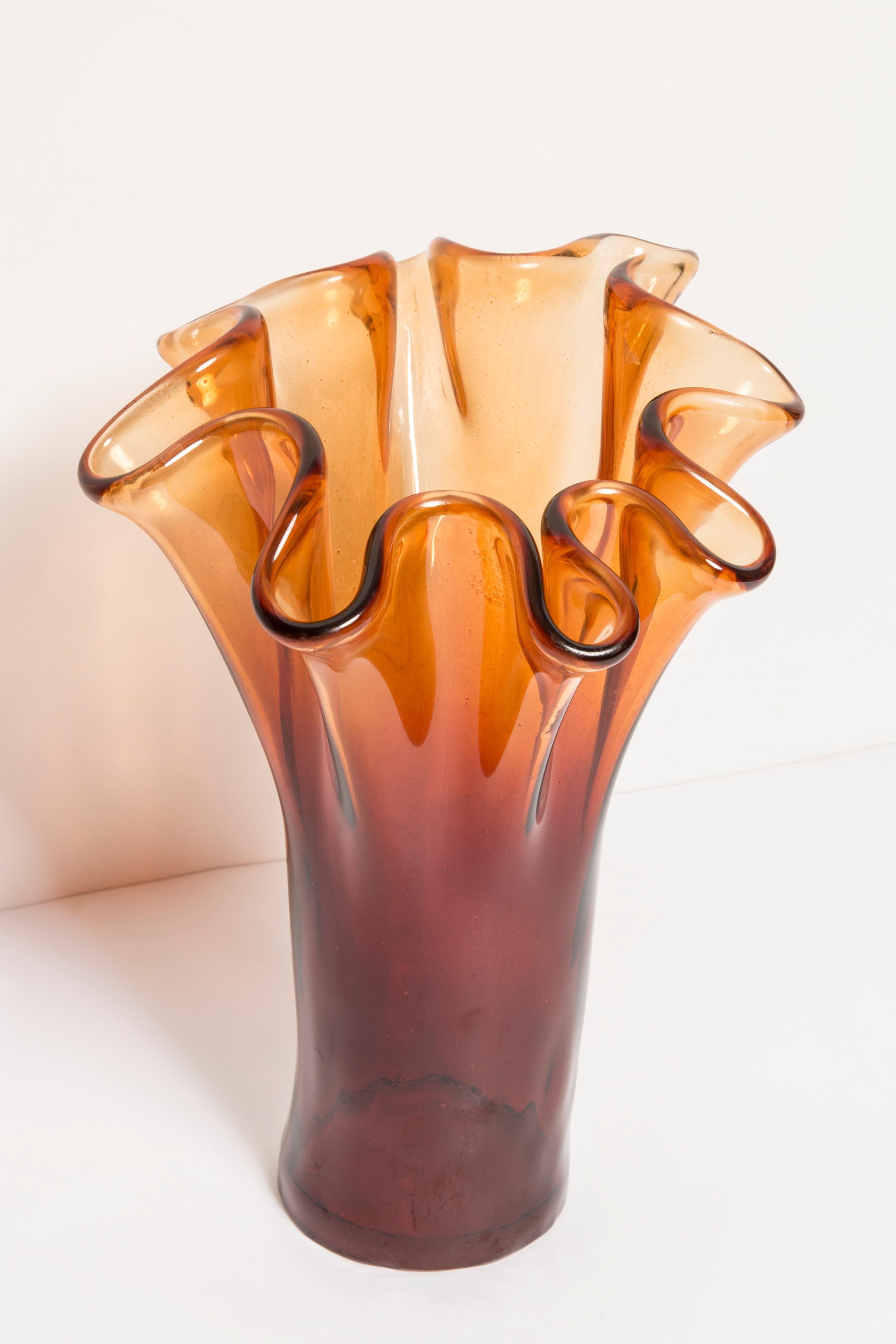 Mid-Century Vintage Orange Big Murano Glass Vase, Italy, 2000s 3