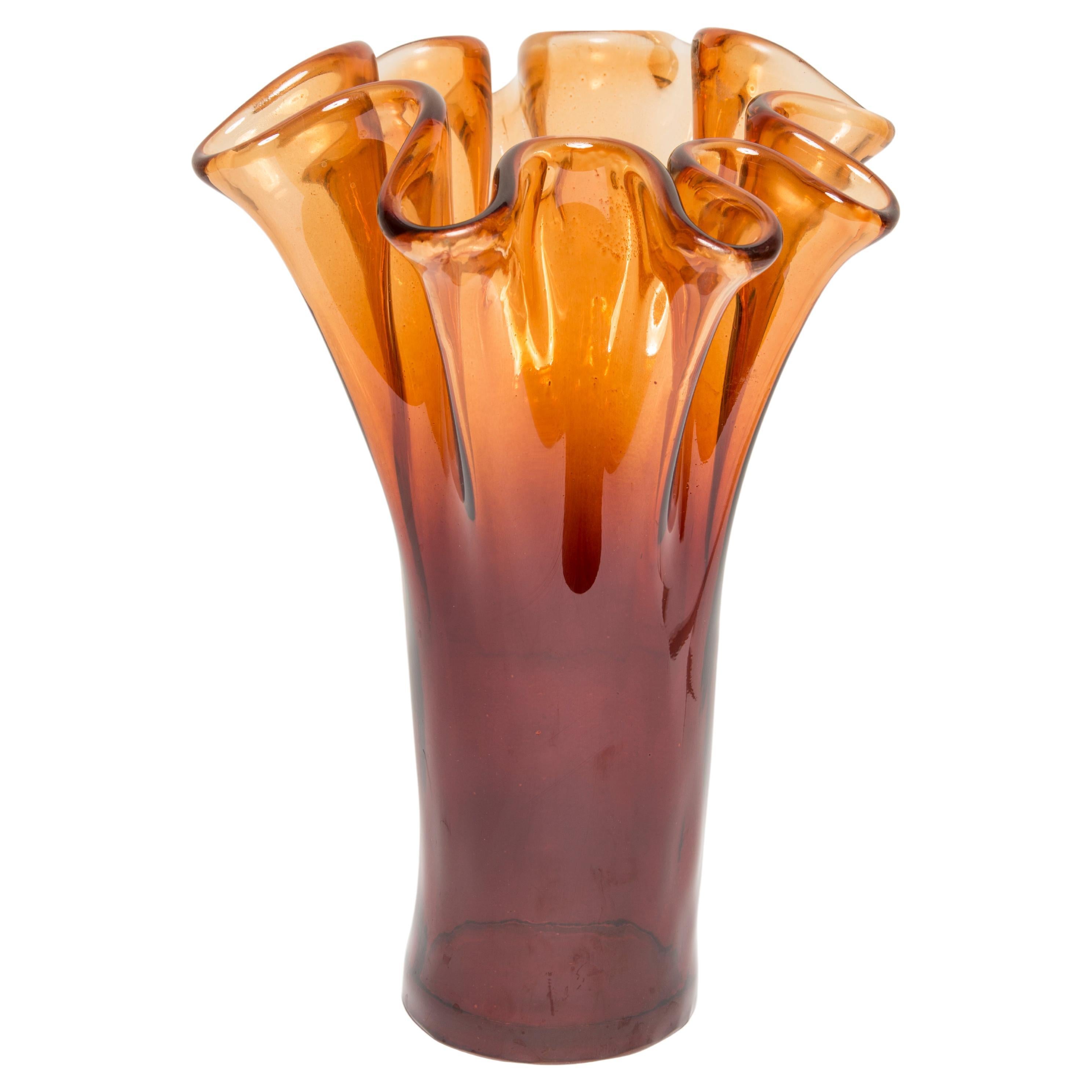 Mid-Century Vintage Orange Big Murano Glass Vase, Italy, 2000s