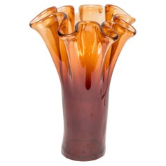 Grand vase en verre de Murano orange du milieu du siècle dernier, Italie, années 2000