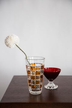 Mid Century Vintage Orange Crystal Vase, 20th Century, Europe, 1960s