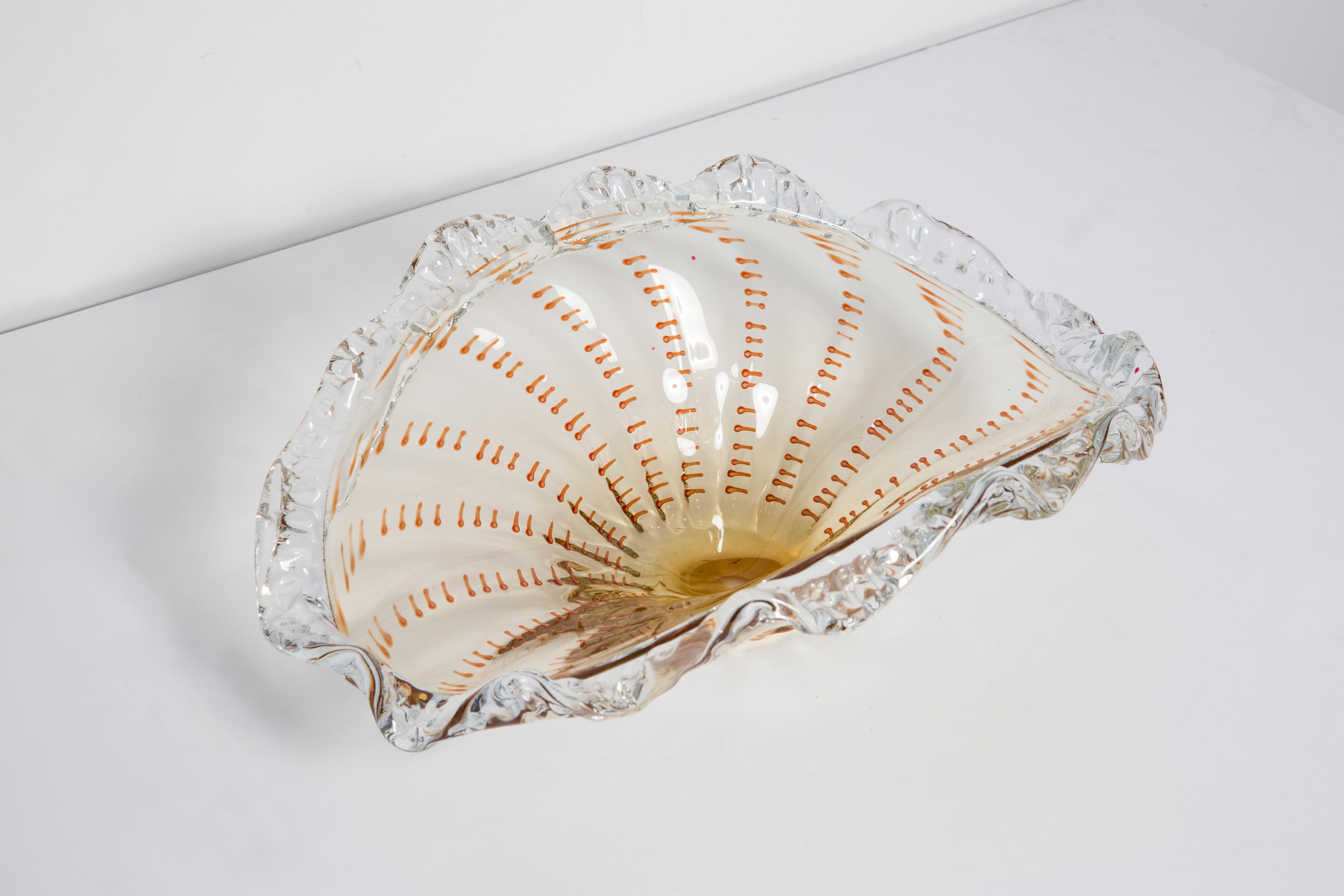 Mid-Century Modern Mid Century Vintage Orange Decorative Murano Plate Bowl, Italy, 1960s