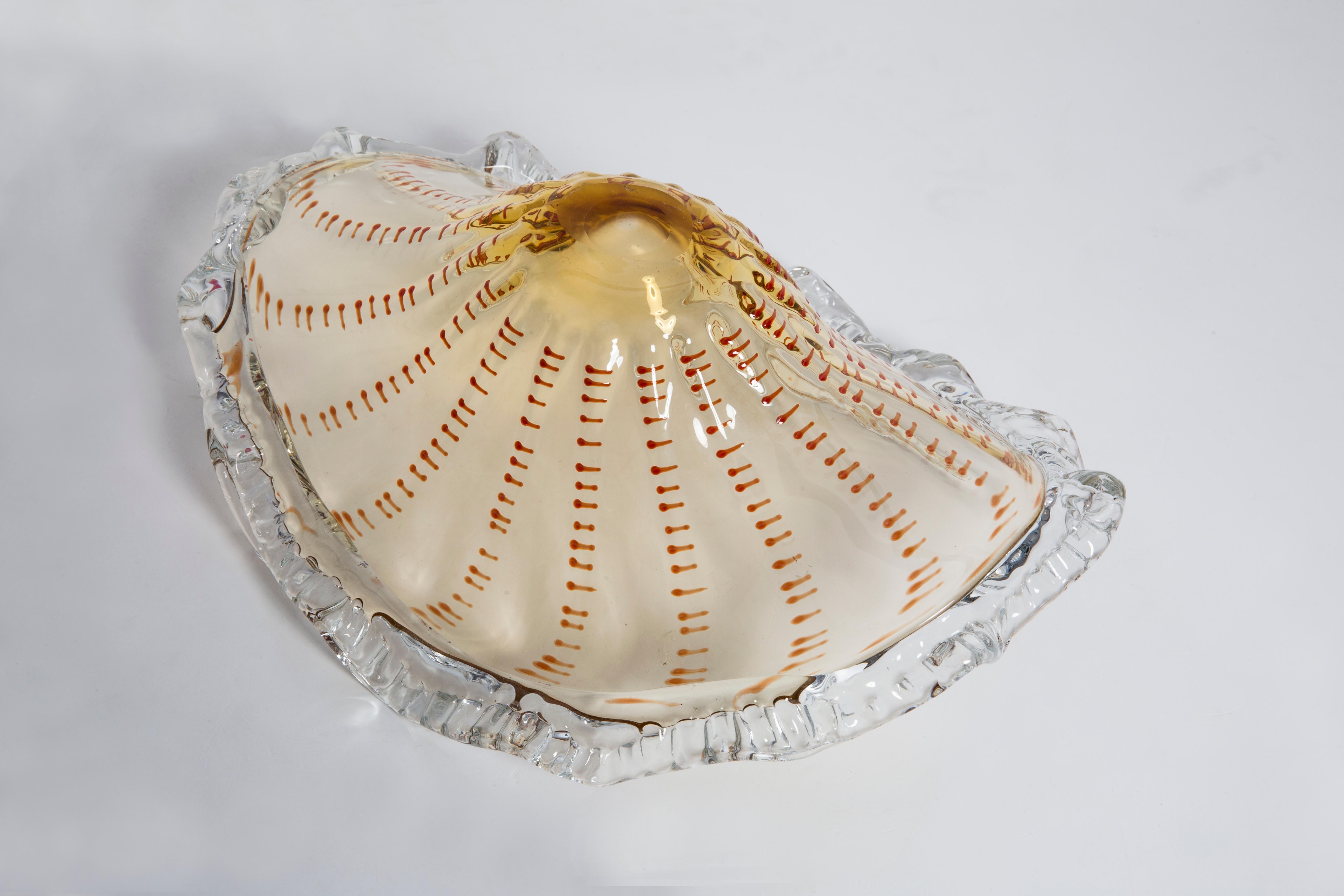 Ceramic Mid Century Vintage Orange Decorative Murano Plate Bowl, Italy, 1960s