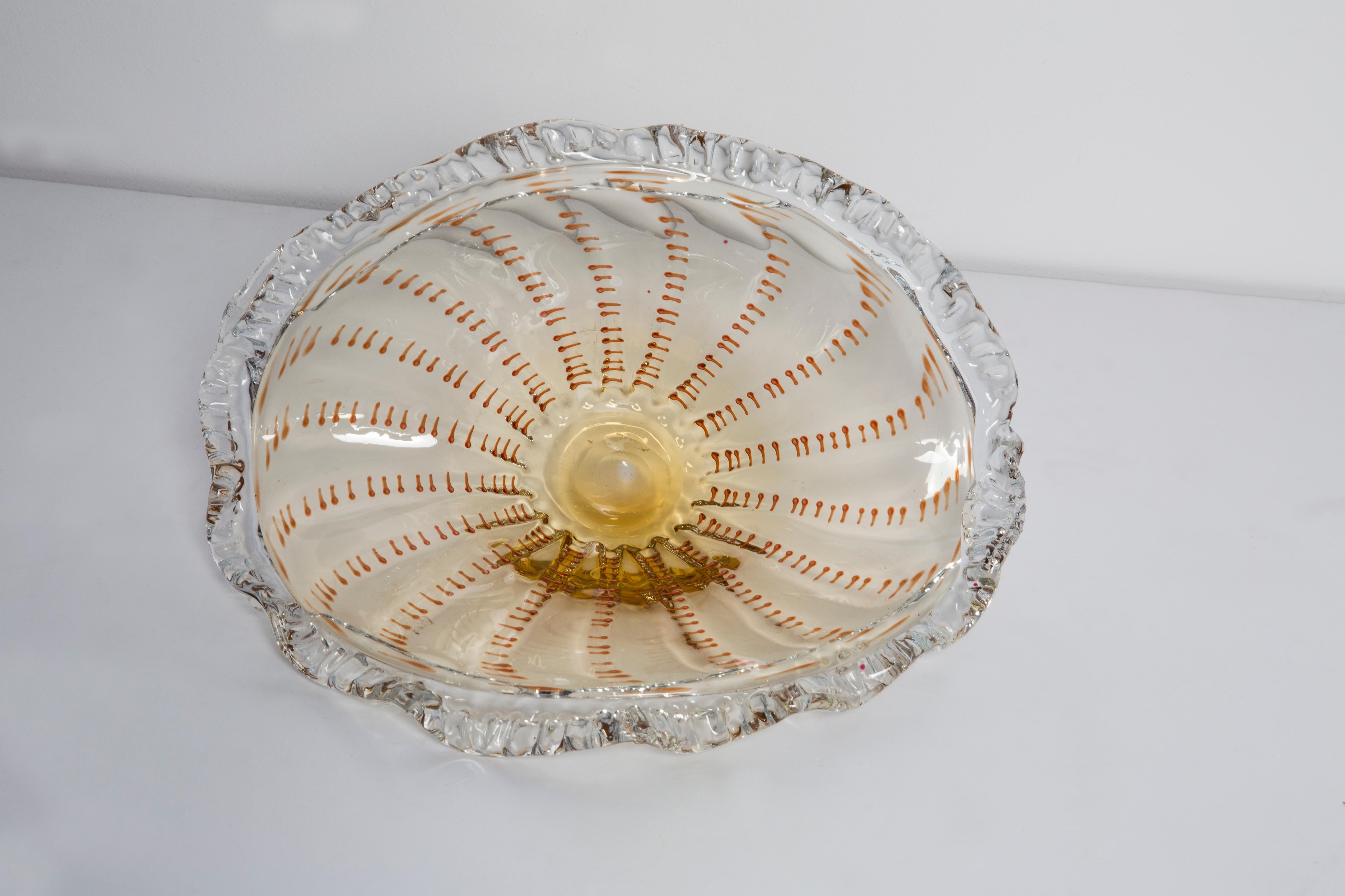 Mid Century Vintage Orange Decorative Murano Plate Bowl, Italy, 1960s 1