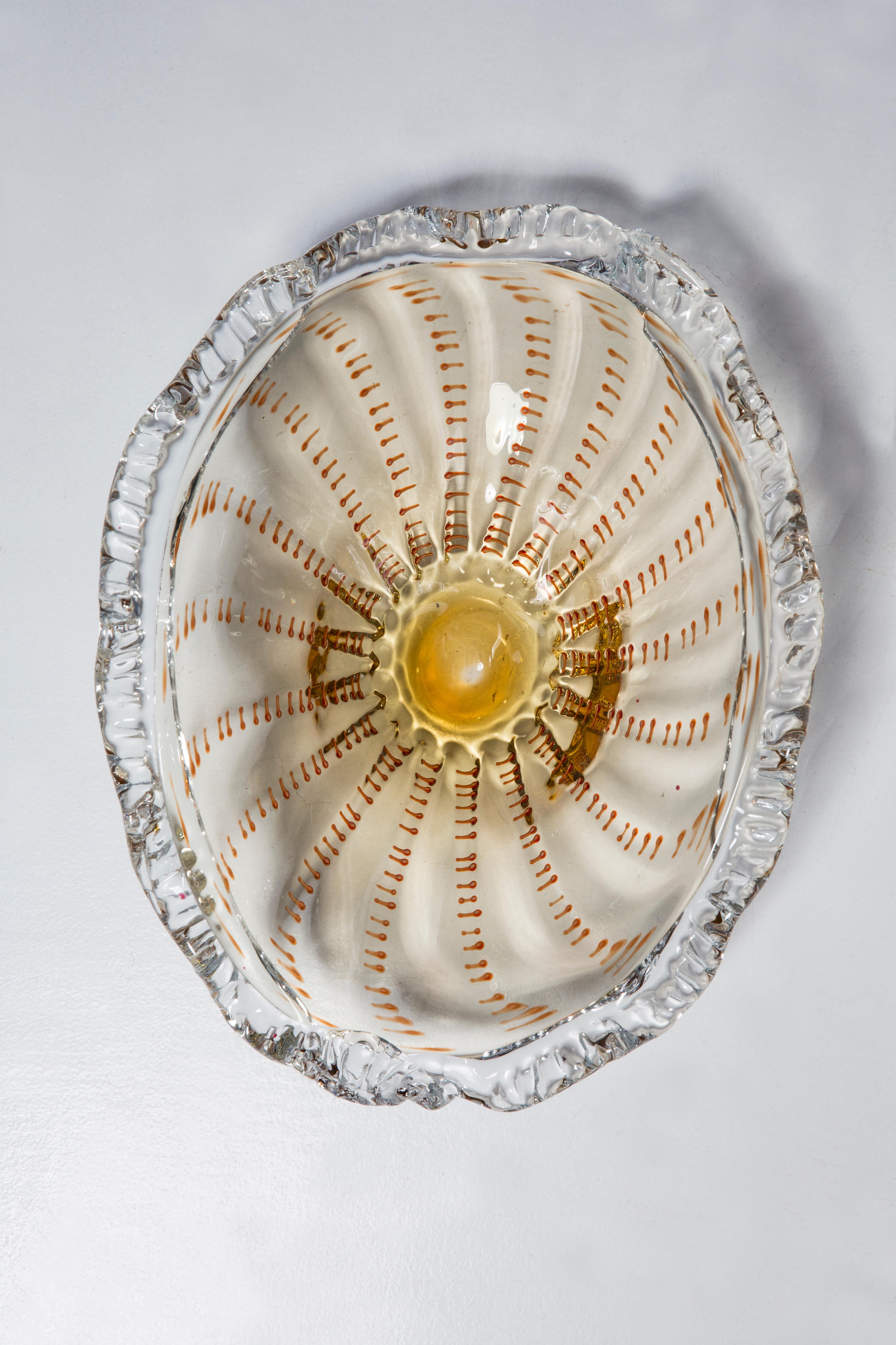 Mid Century Vintage Orange Decorative Murano Plate Bowl, Italy, 1960s 2