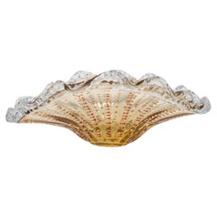Mid Century Vintage Orange Decorative Murano Plate Bowl, Italy, 1960s