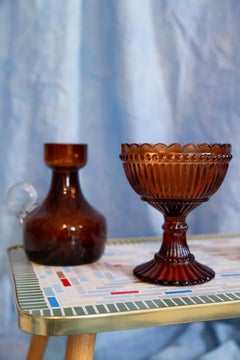 Mid Century Vintage Orange Glass Sugar or Fruit Bowl, Italy, 1960s