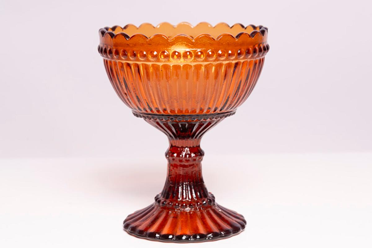 Mid Century Vintage Orange Glass Sugar or Fruit Bowl, Italy, 1960s In Good Condition For Sale In 05-080 Hornowek, PL