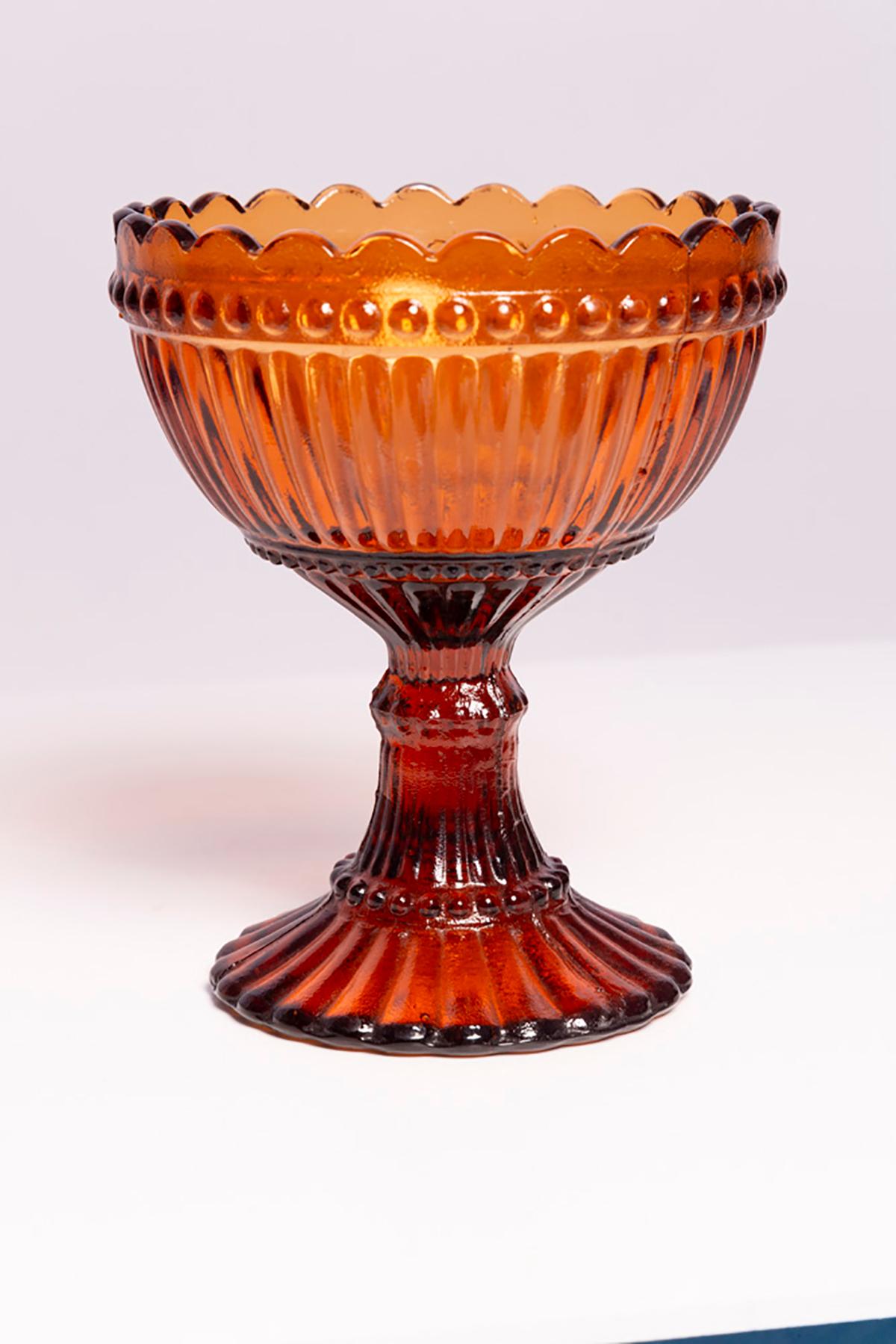 Crystal Mid Century Vintage Orange Glass Sugar or Fruit Bowl, Italy, 1960s For Sale