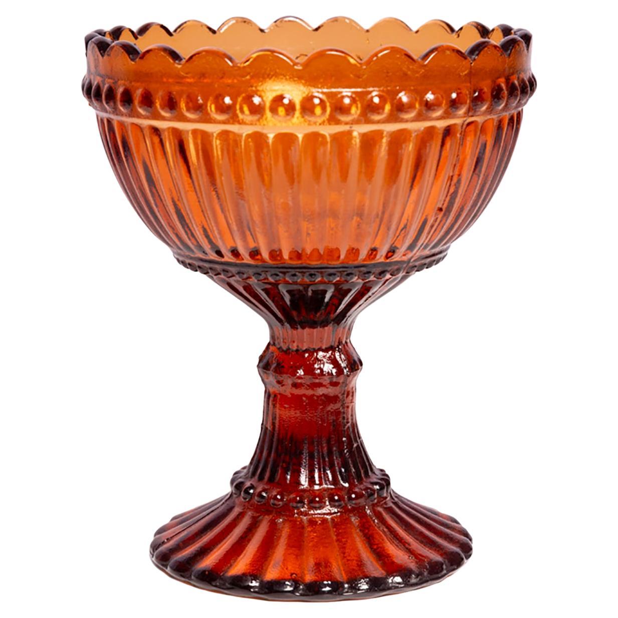 Mid Century Vintage Orange Glass Sugar or Fruit Bowl, Italy, 1960s For Sale