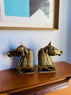 Mid-Century Vintage Pair Horse Head Bookends by Virginia Metalcrafters