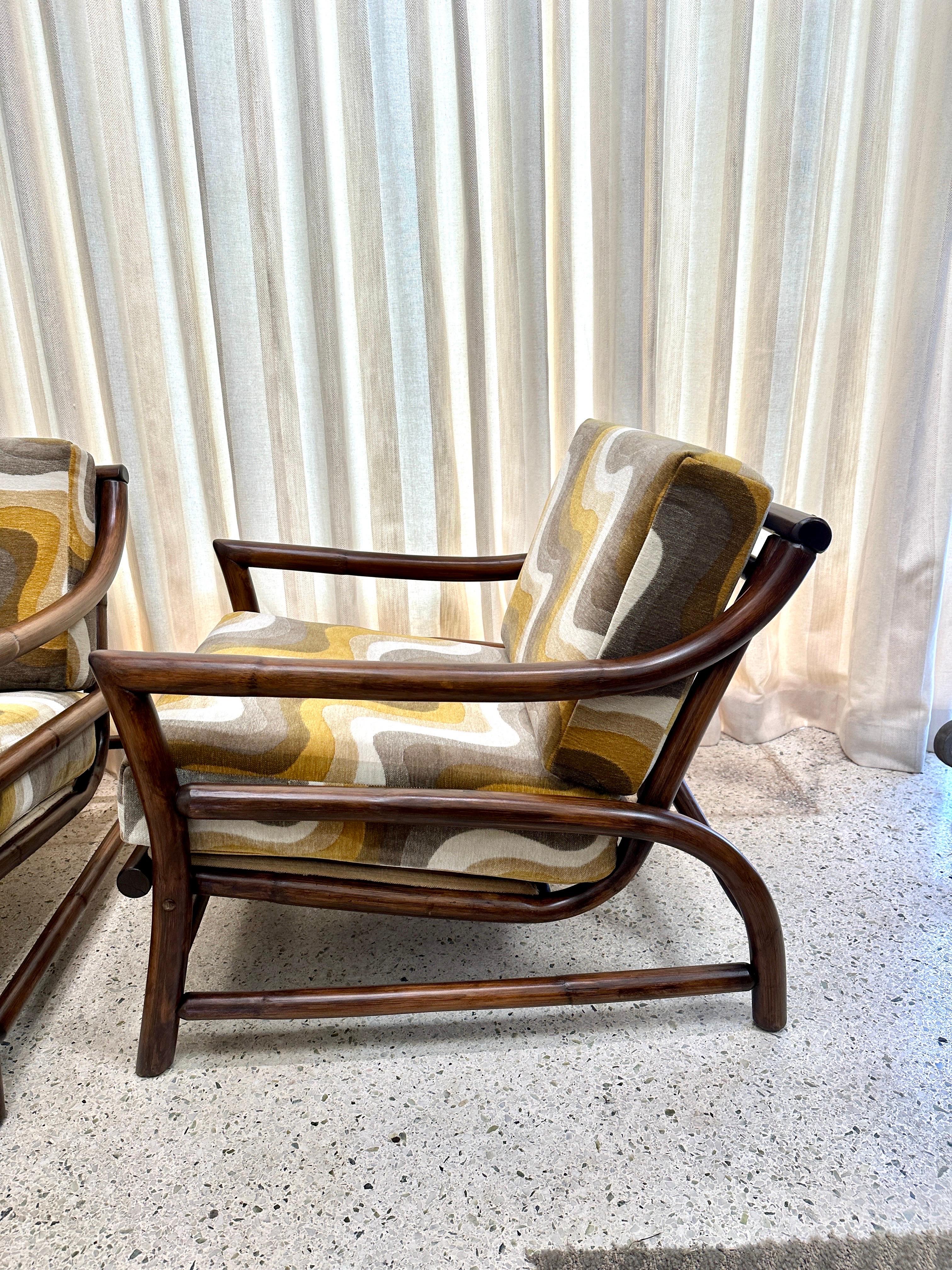 Mid-Century Vintage Pair of Italian Thick Rattan Armchairs For Sale 4