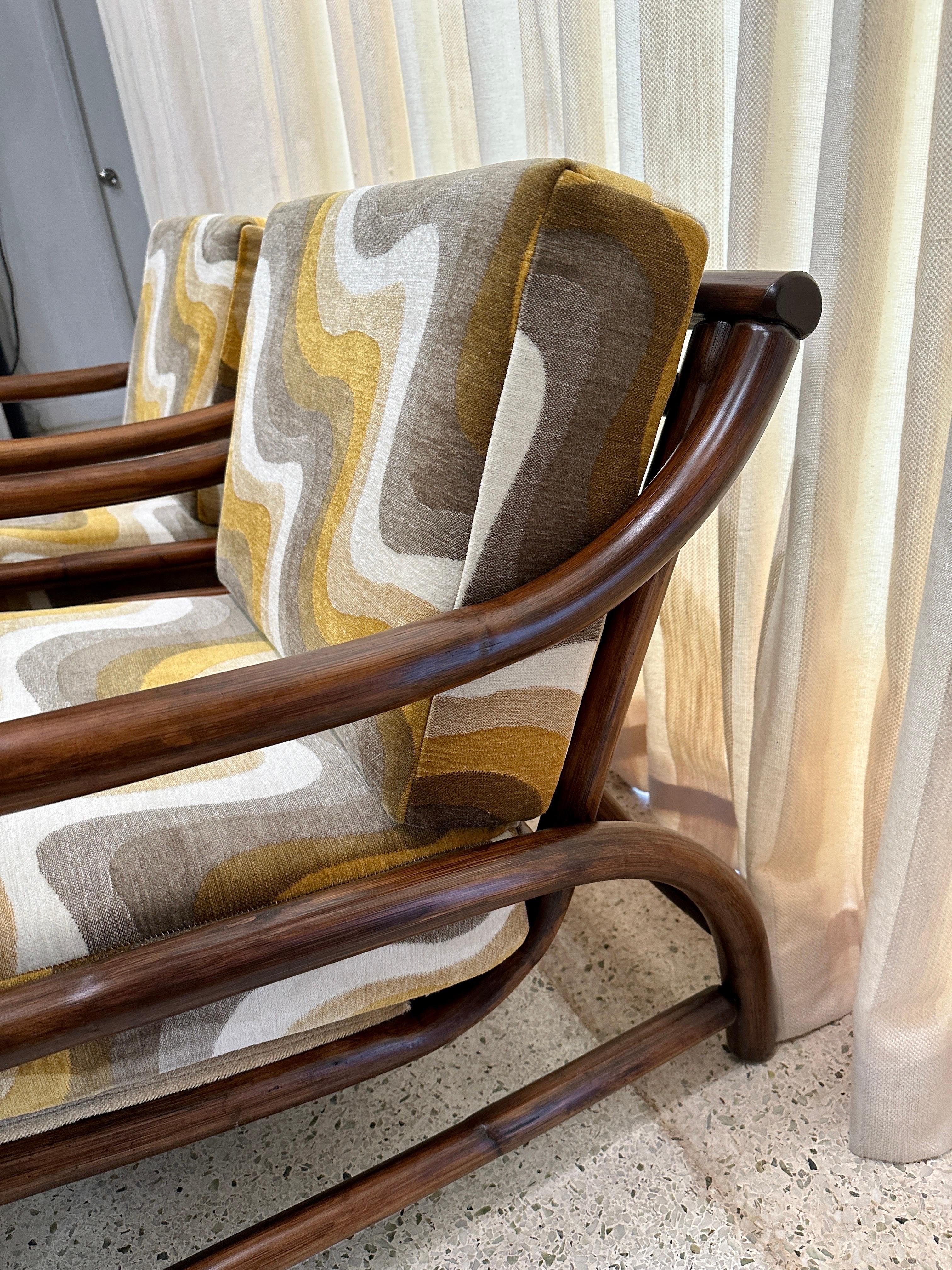 Paire de fauteuils en rotin épais italien du milieu du siècle dernier Bon état - En vente à East Hampton, NY