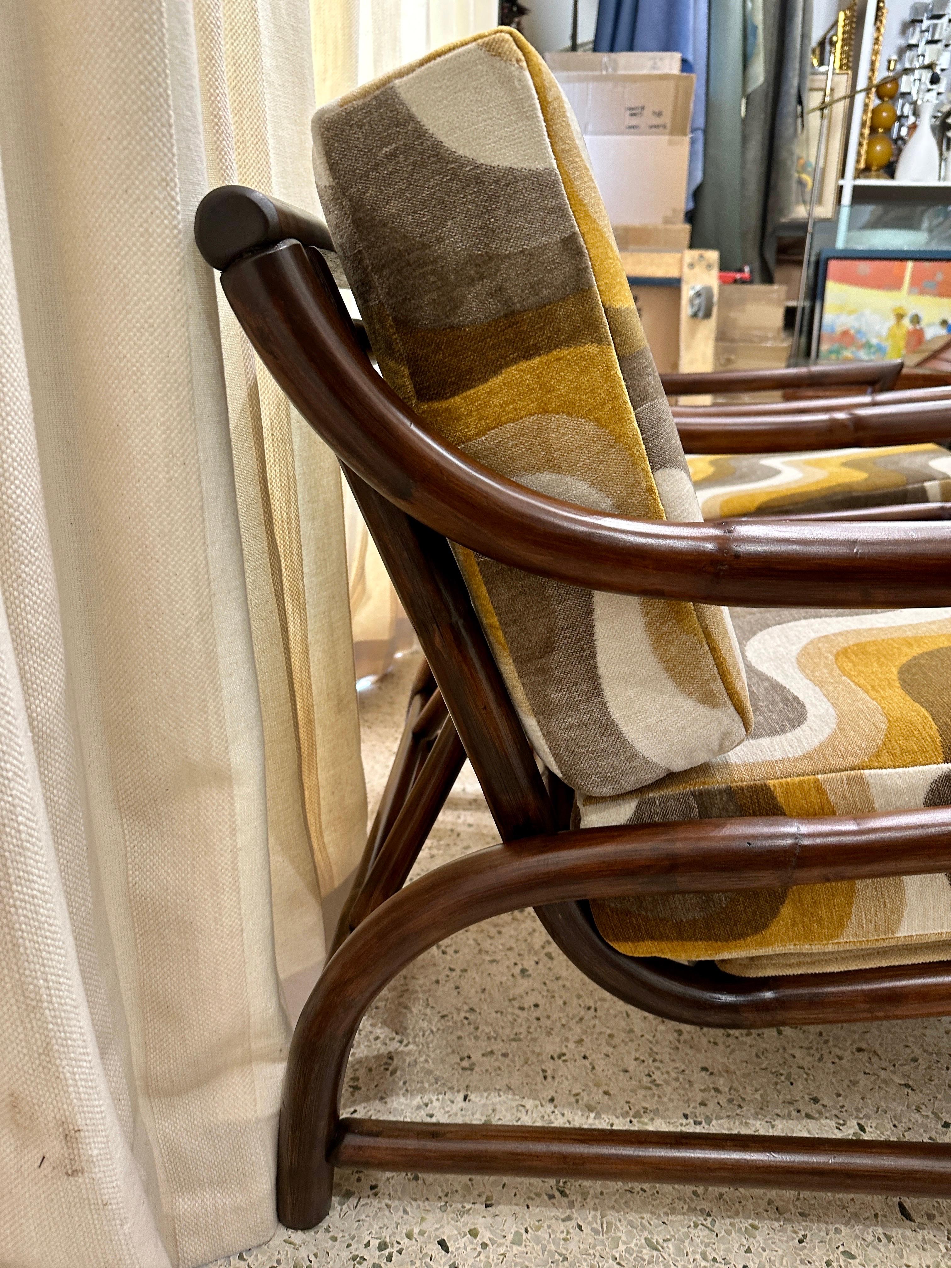 Milieu du XXe siècle Paire de fauteuils en rotin épais italien du milieu du siècle dernier en vente