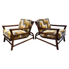 Mid-Century Vintage Pair of Italian Thick Rattan Armchairs