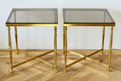 Mid Century Vintage Pair of Solid Cast Brass Side / End Tables, circa 1970s