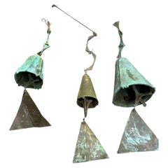 Mid Century Vintage Paolo Soleri Set Of Three Wind Chime Bells C.1960