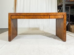 Mid-Century Vintage Parson Style Burlwood Desk