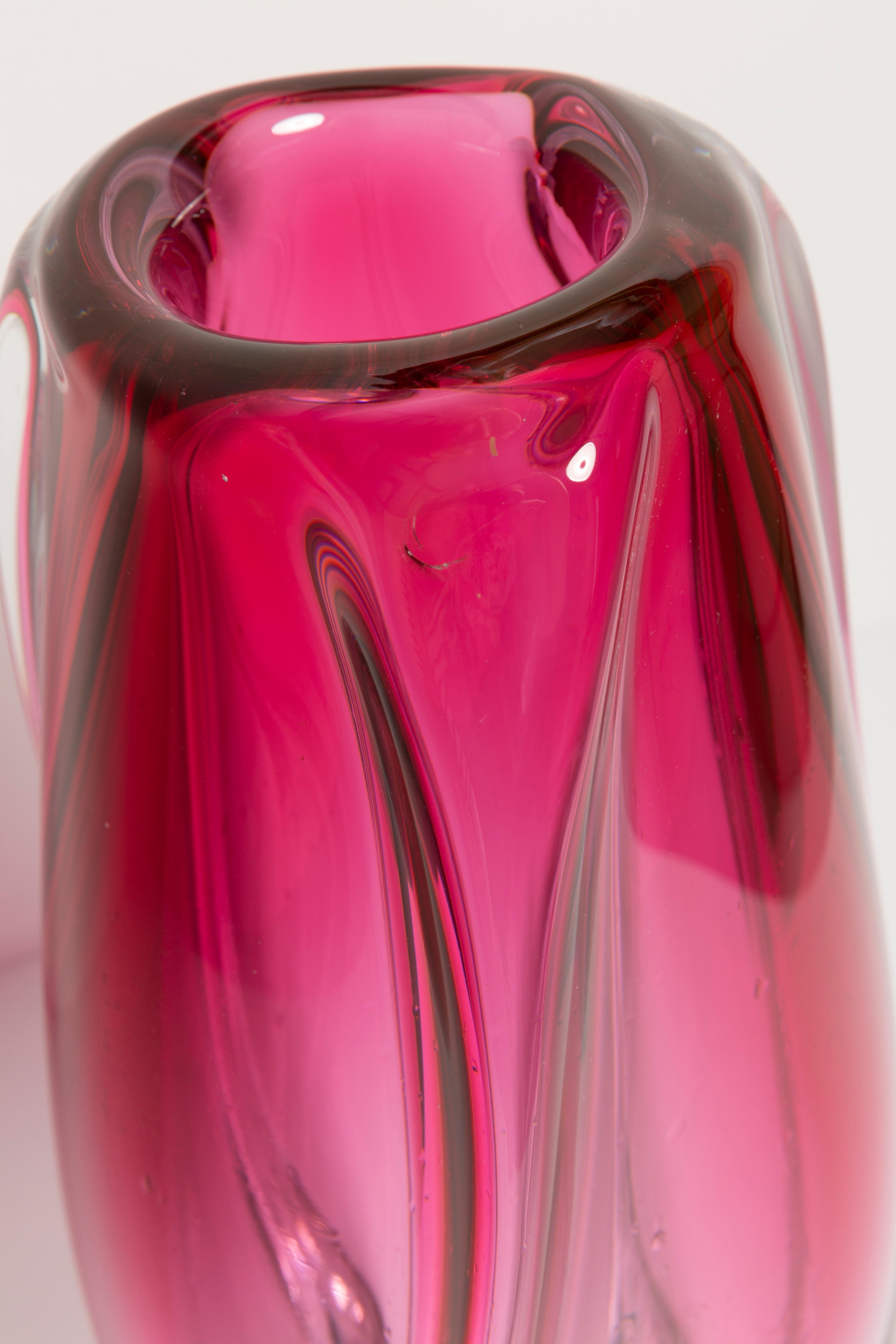 Mid Century Vintage Pink Big Vase, Val Saint Lambert, Belgium, 1960s For Sale 5