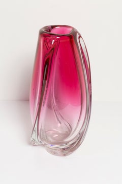 Grand vase rose vintage du milieu du siècle, Val Saint Lambert, Belgique, années 1960