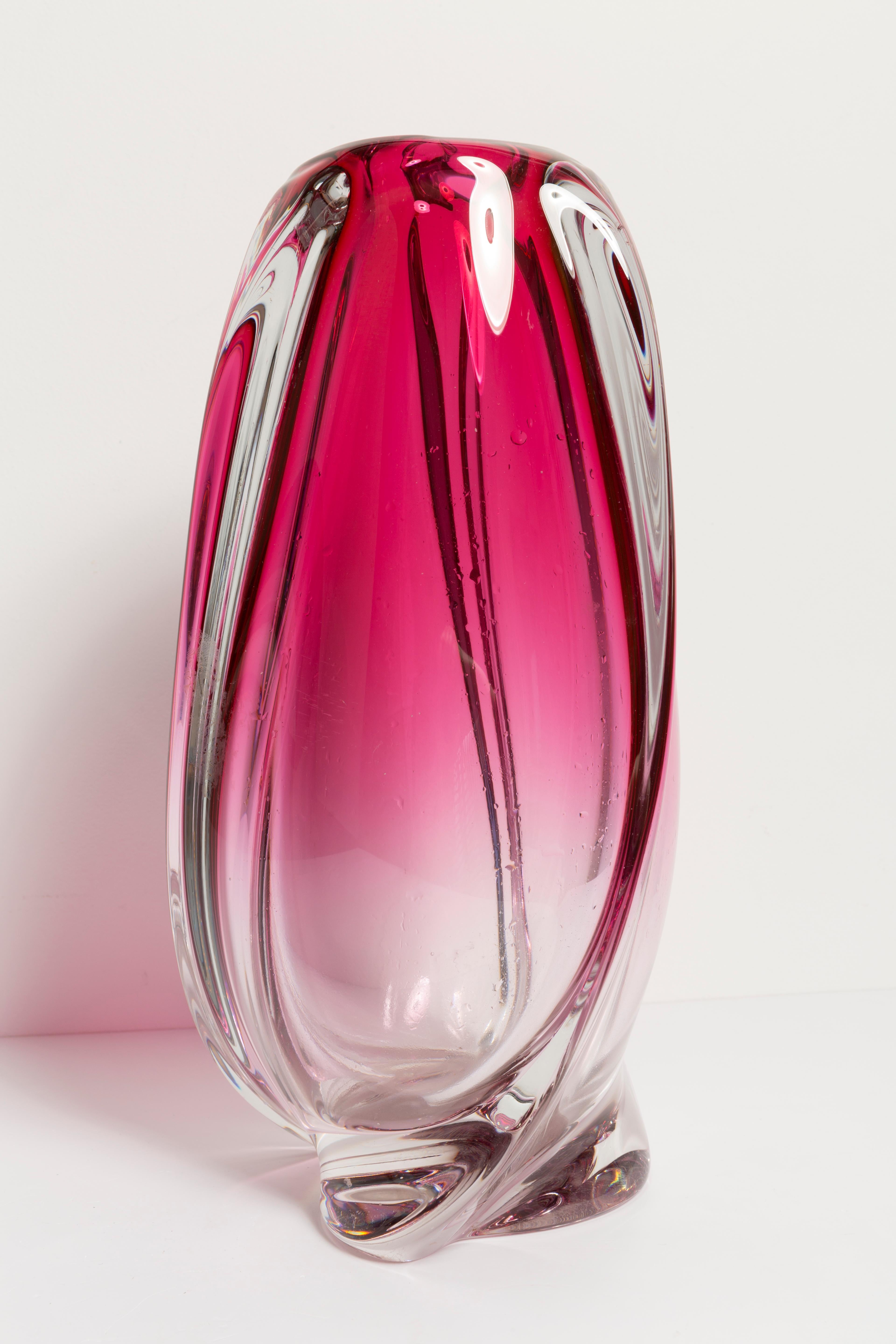Mid Century Vintage Pink Big Vase, Val Saint Lambert, Belgium, 1960s in vendita 1