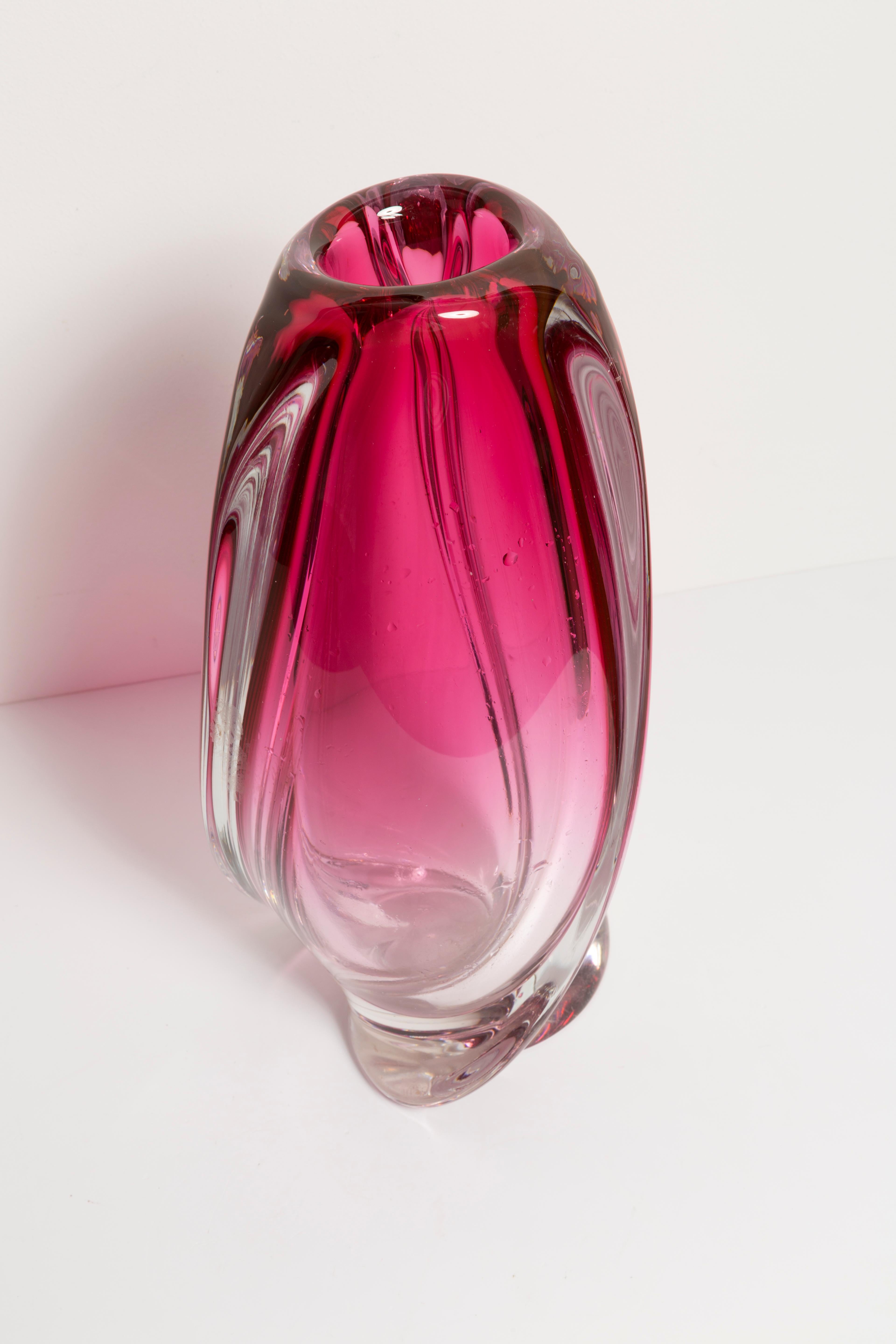 Mid Century Vintage Pink Big Vase, Val Saint Lambert, Belgium, 1960s in vendita 2